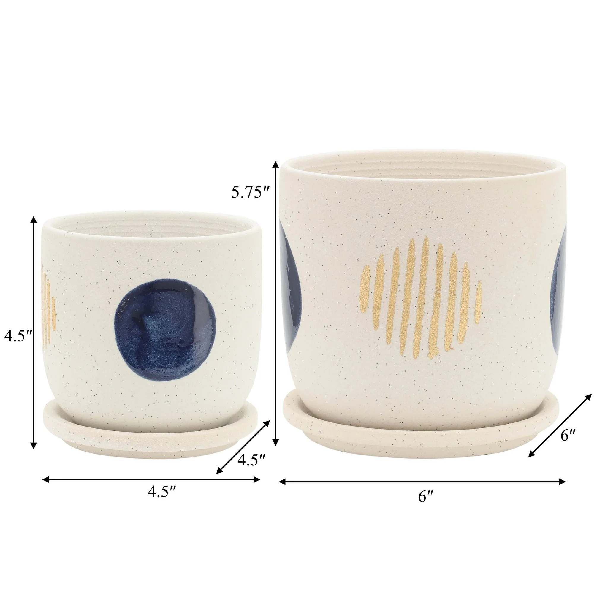 S/2 5/6" Funky Planter W/ Saucer, White - Image 9