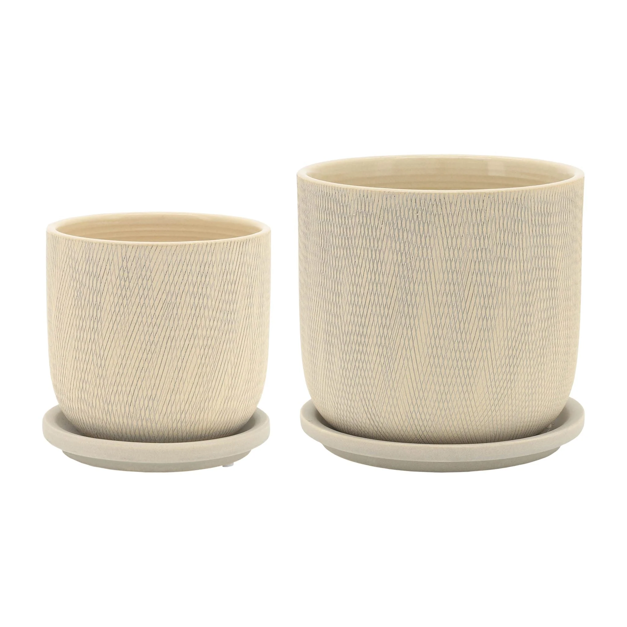 S/2 5/6" Mesh Planter W/ Saucer, Sage