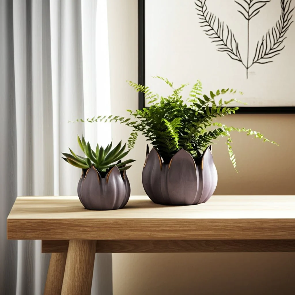 S/2 5/8" Petal Planters, Lavender - Image 5