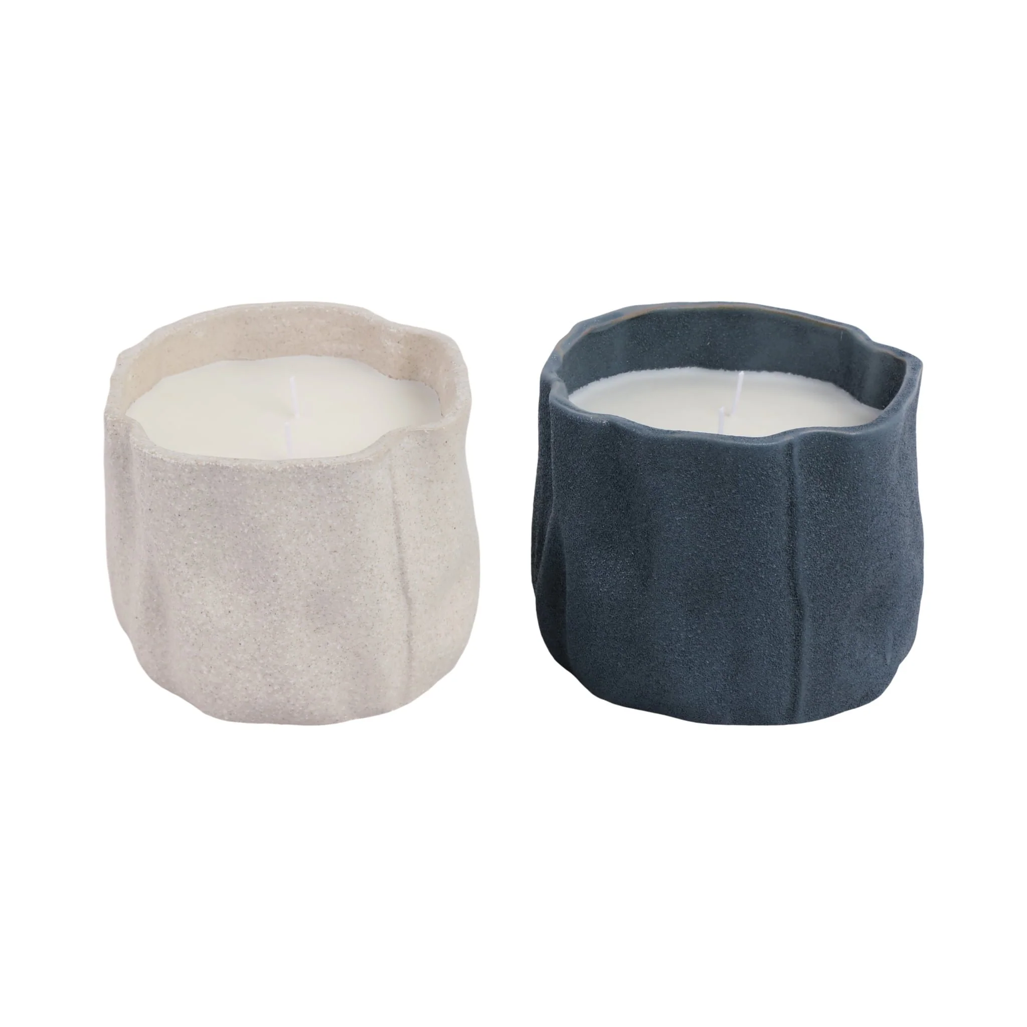 S/2 6" 31 Oz Pink Beach Wavy Candle, Ivory/blue - Image 3