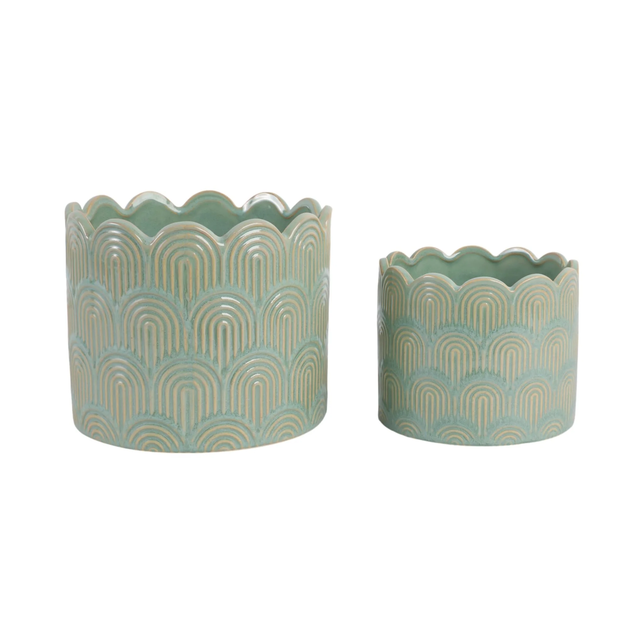 S/2 6/8" Arch Planters, Sage Green - Image 3