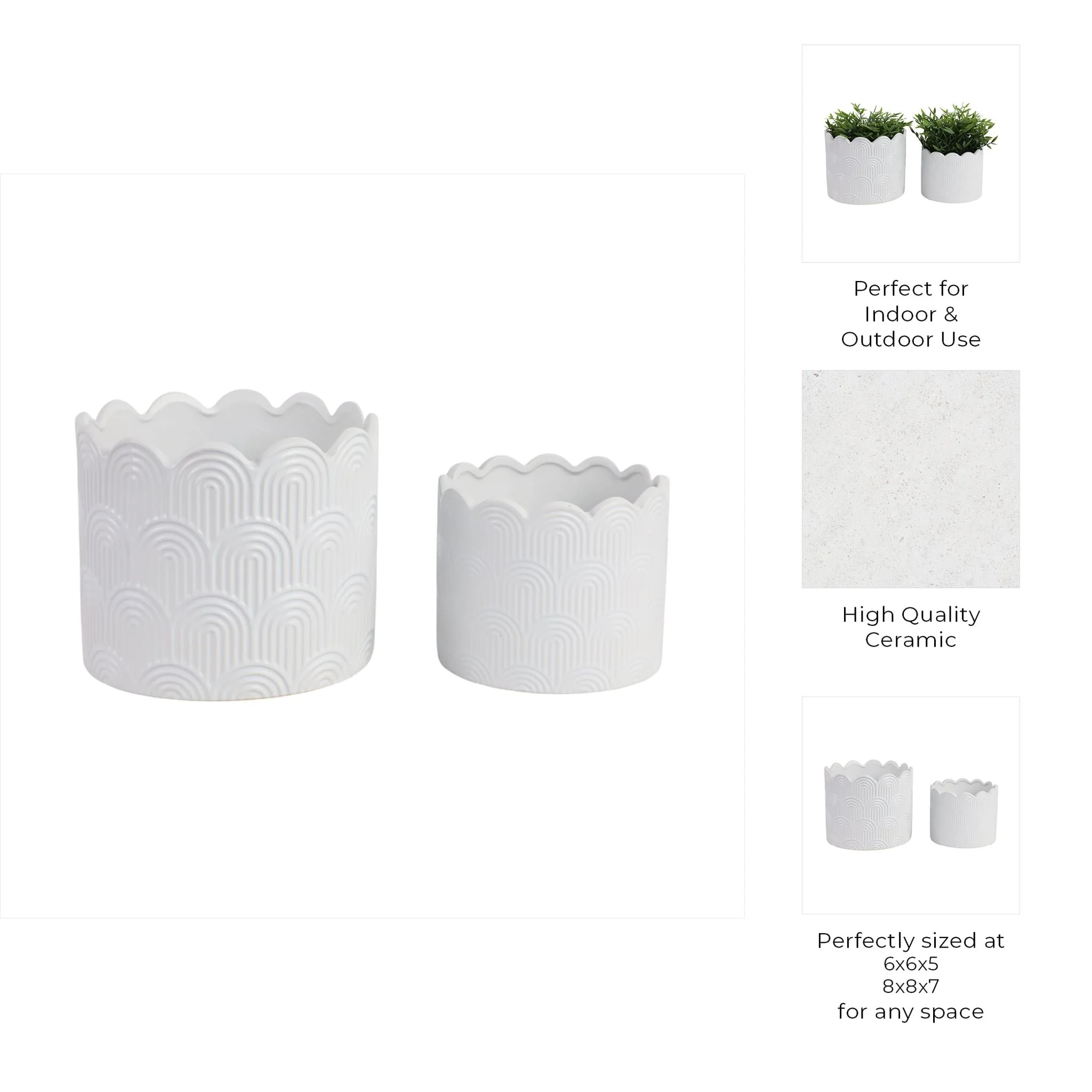 S/2 6/8" Arch Planters, White - Image 7