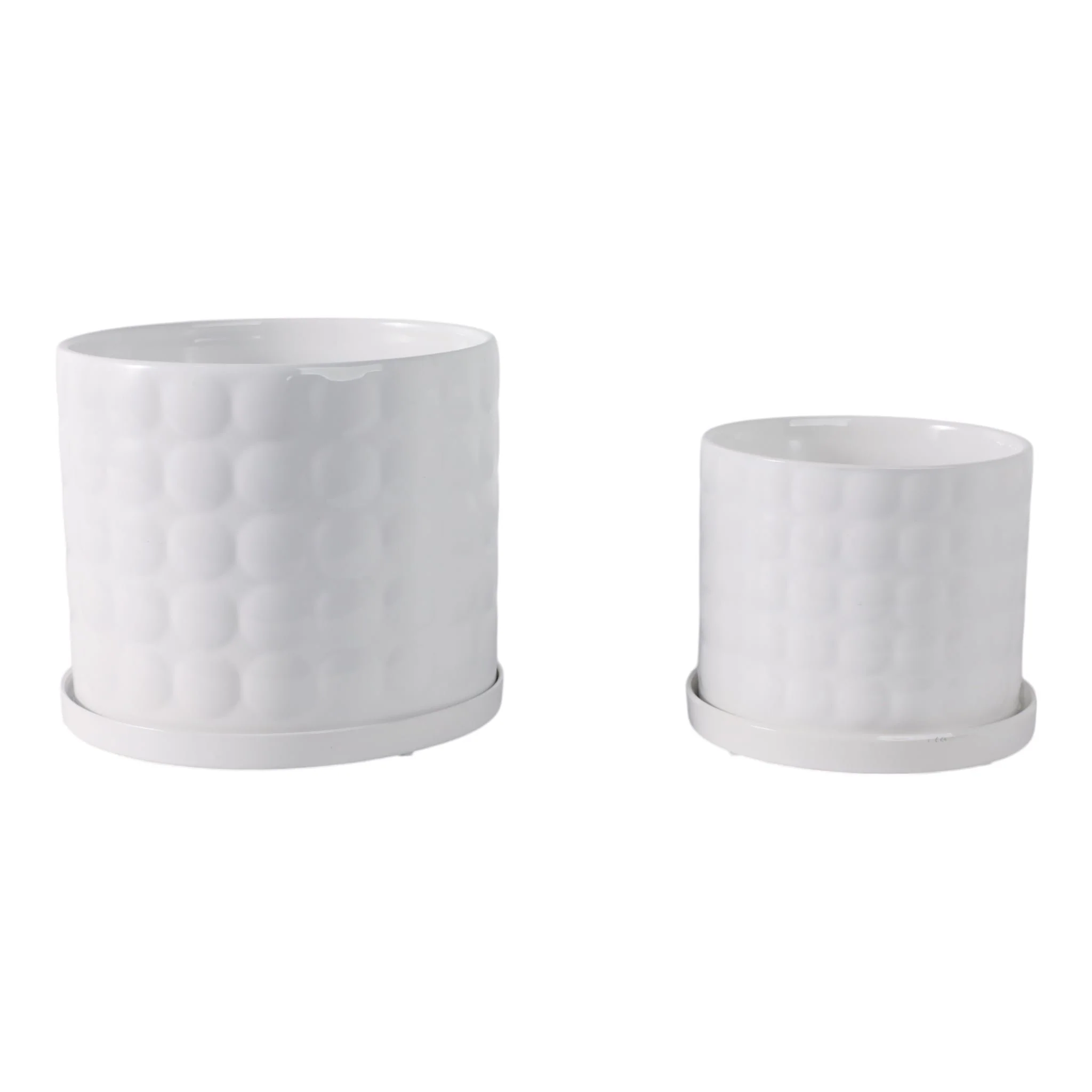 S/2 6/8" Bubble Planter. White