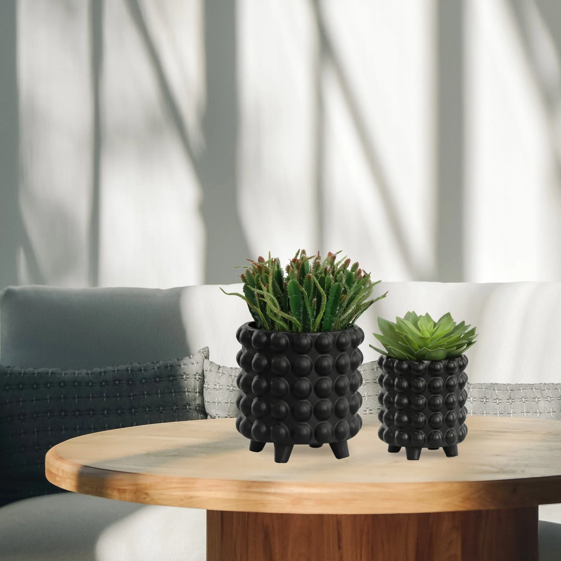S/2 6/8" Bubble Planters, Matte Black - Image 10