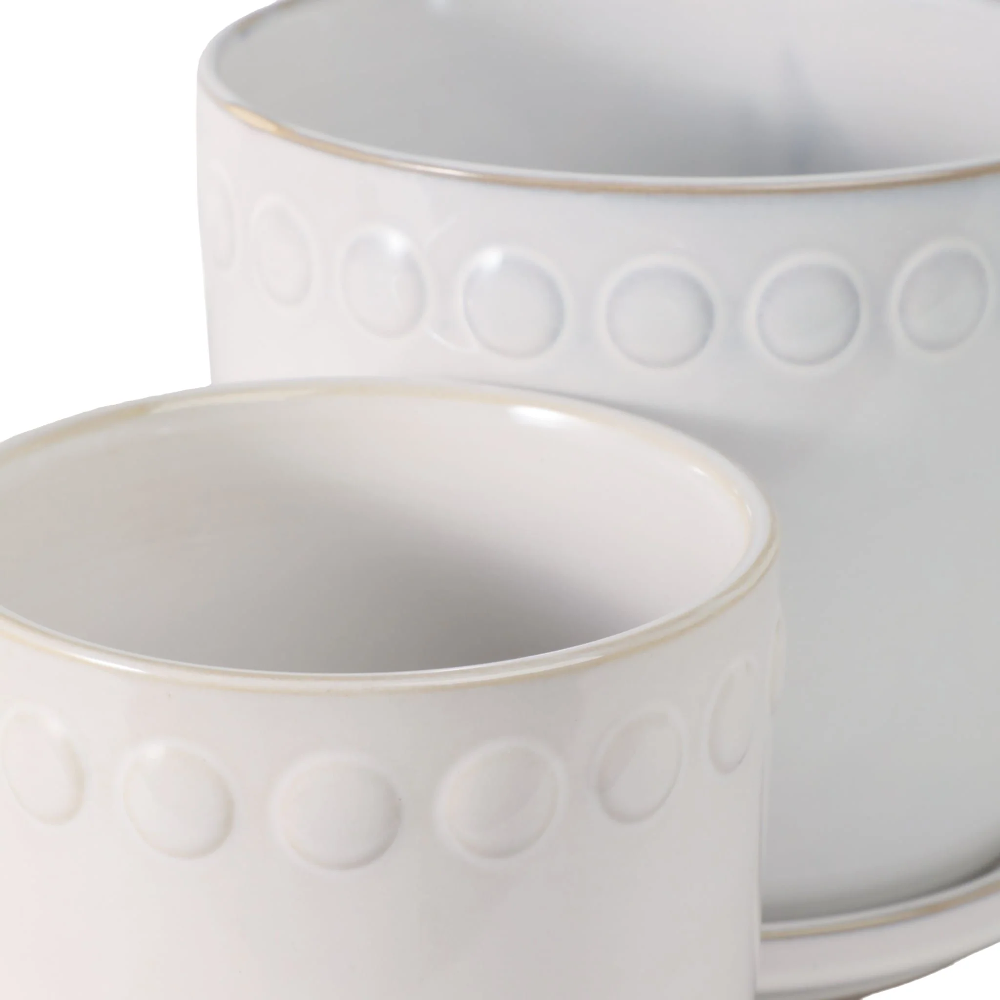 S/2 6/8" Bubble Trim Planter W/ Saucer, White - Image 6