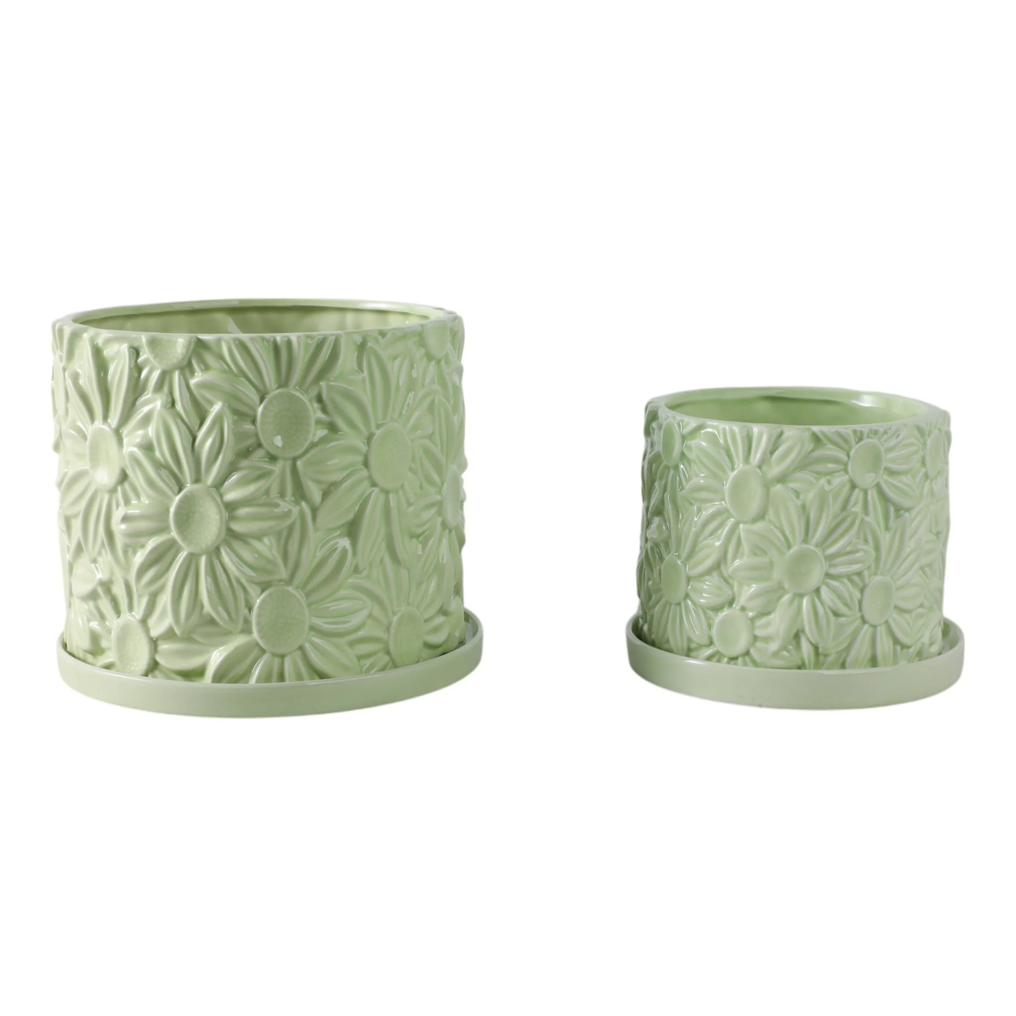 S/2 6/8" Daisy Flower Planter, Green - Image 4