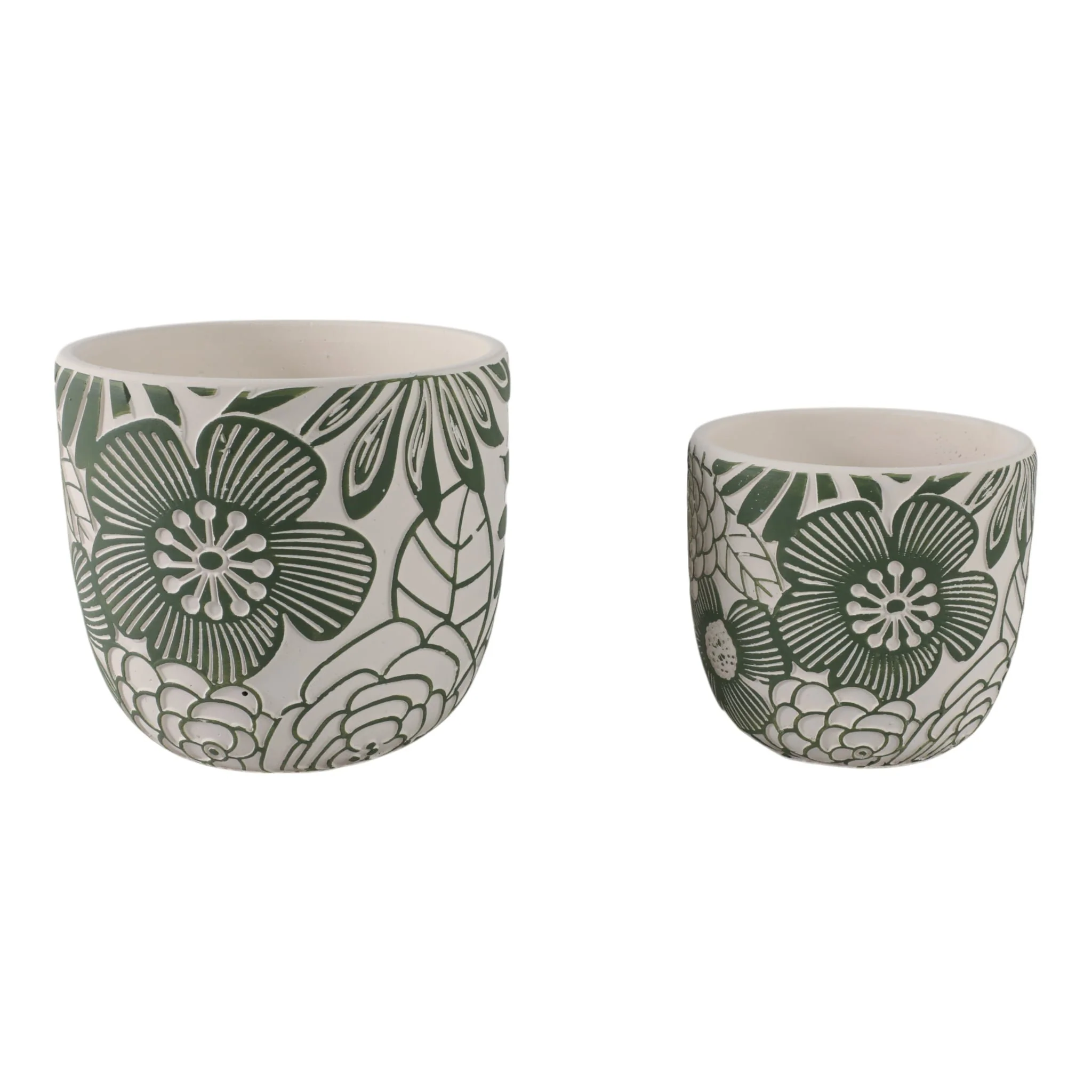 S/2 6/8" Flower Power Planters, White/ Green