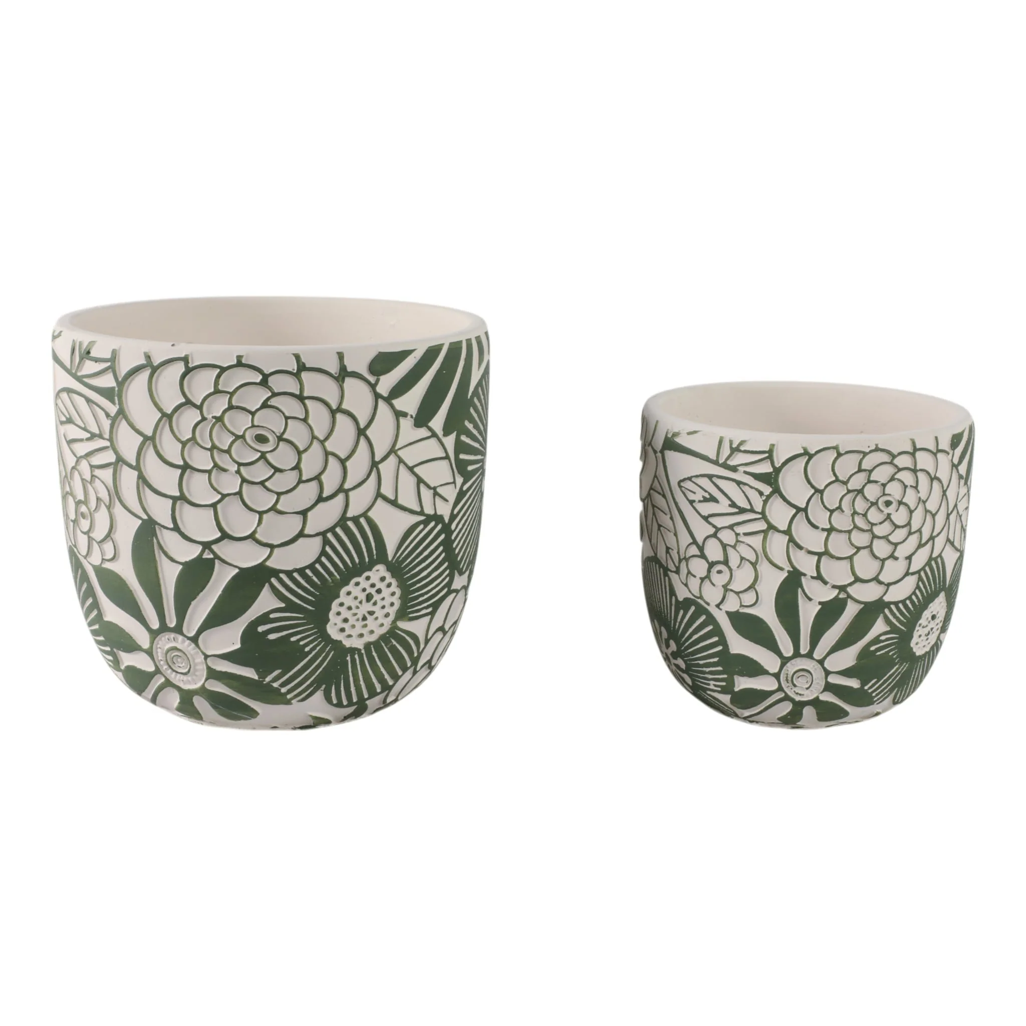 S/2 6/8" Flower Power Planters, White/ Green - Image 2