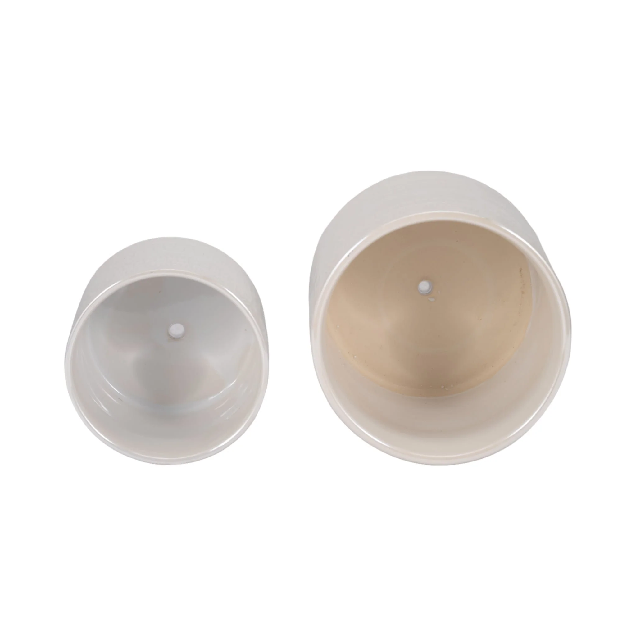 S/2 6/8" Iridescent Boheme Footed Planters, Ivory - Image 6