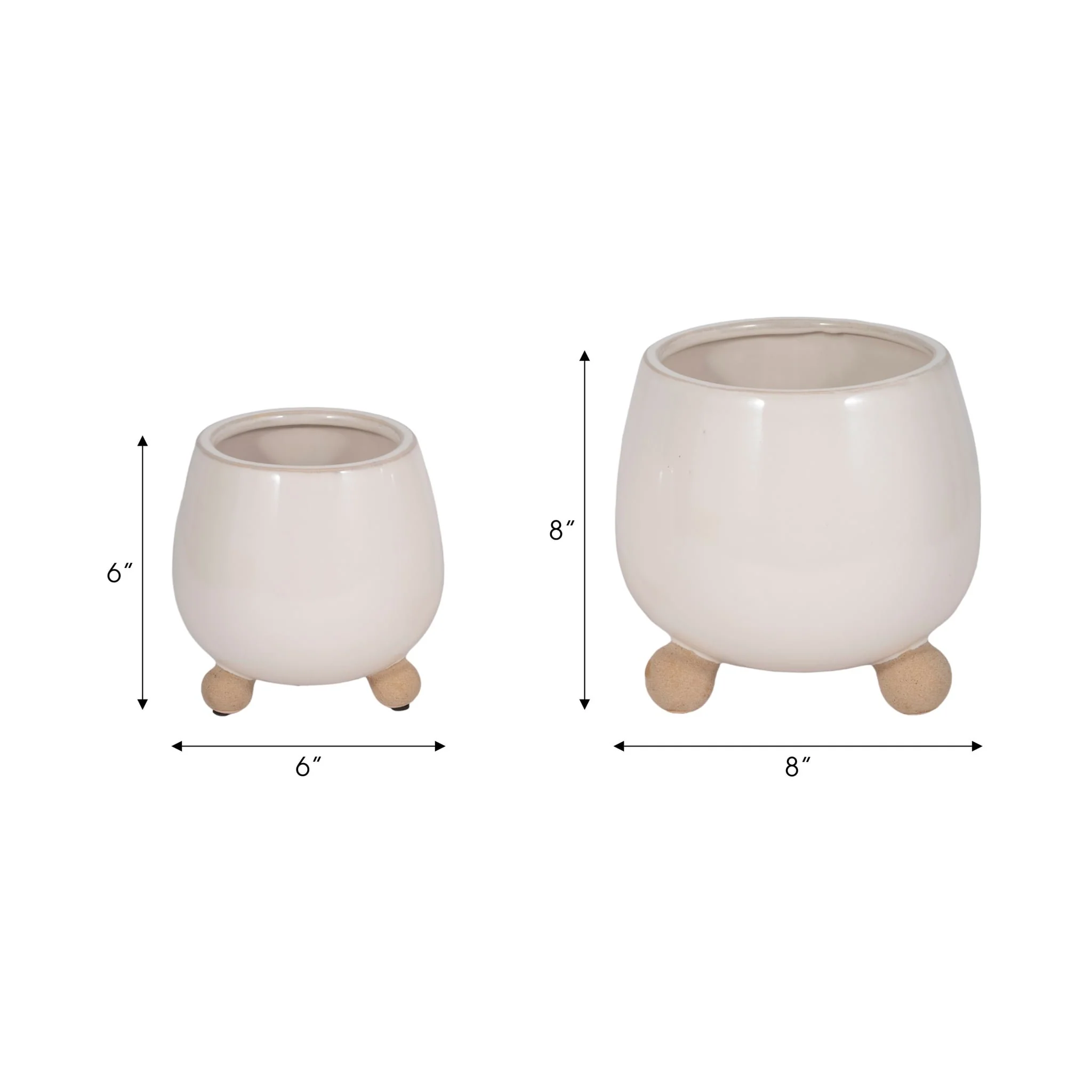 S/2 6/8" Knobby Feet Planters, Cream - Image 7