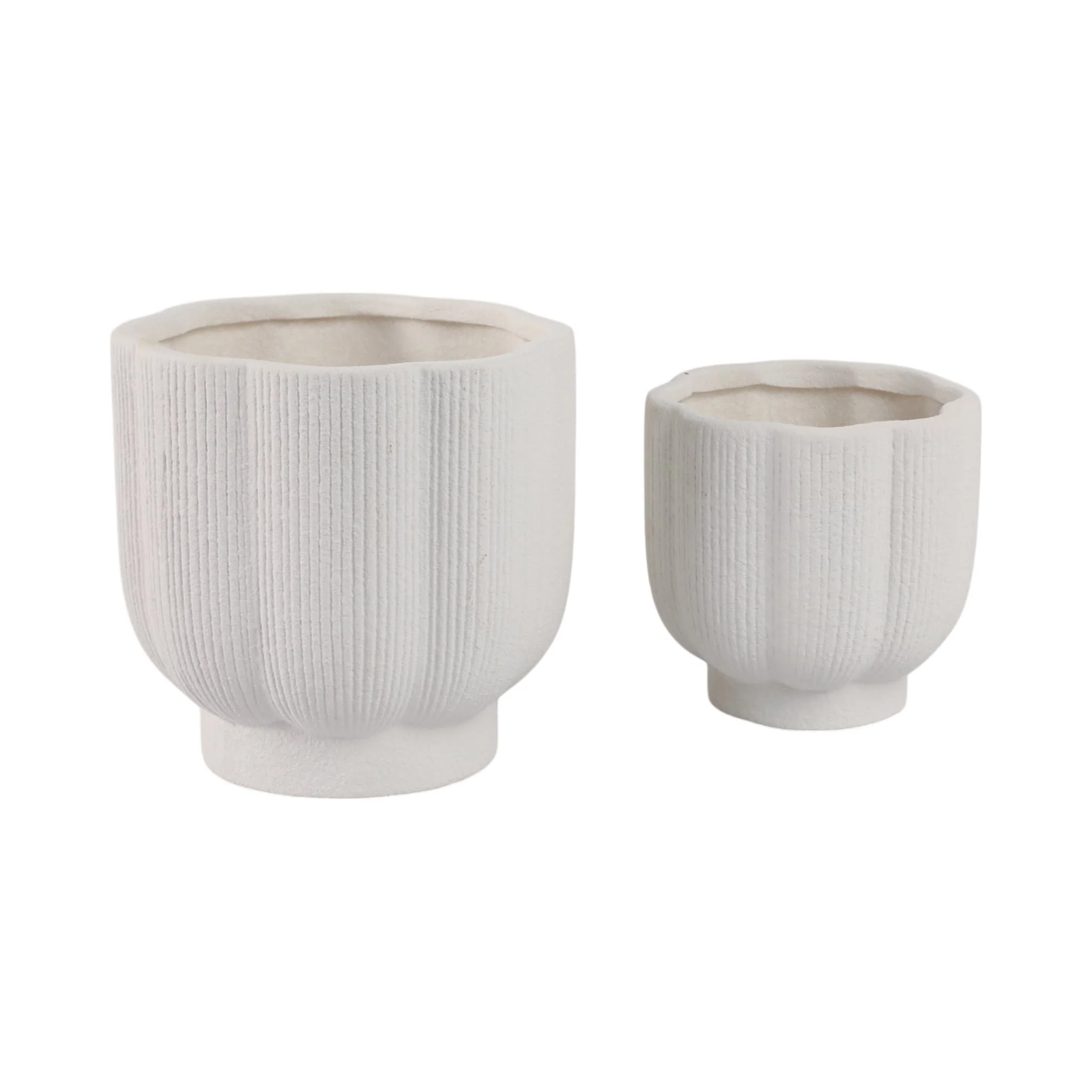 S/2 6/8" Scallop Shaped Planters, White - Image 3