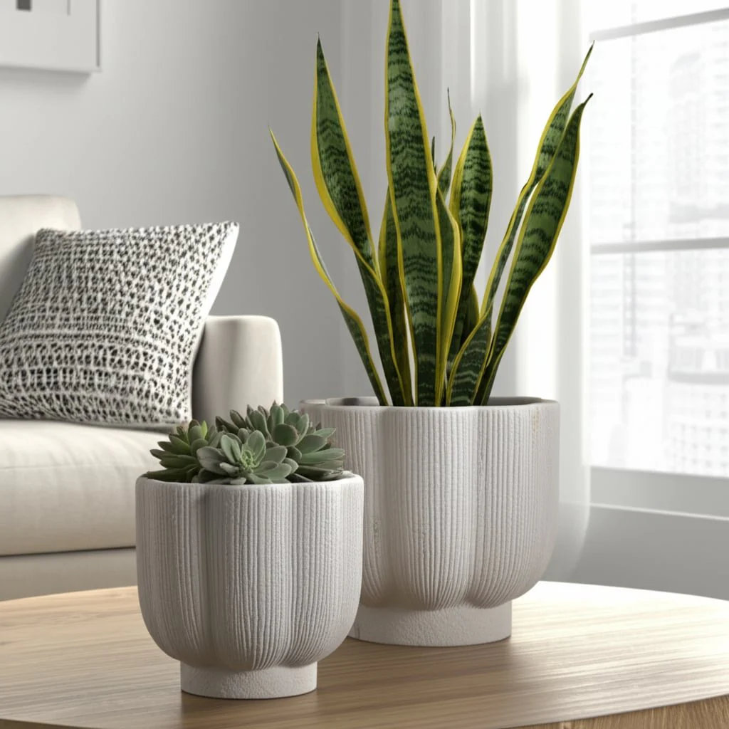 S/2 6/8" Scallop Shaped Planters, White - Image 9