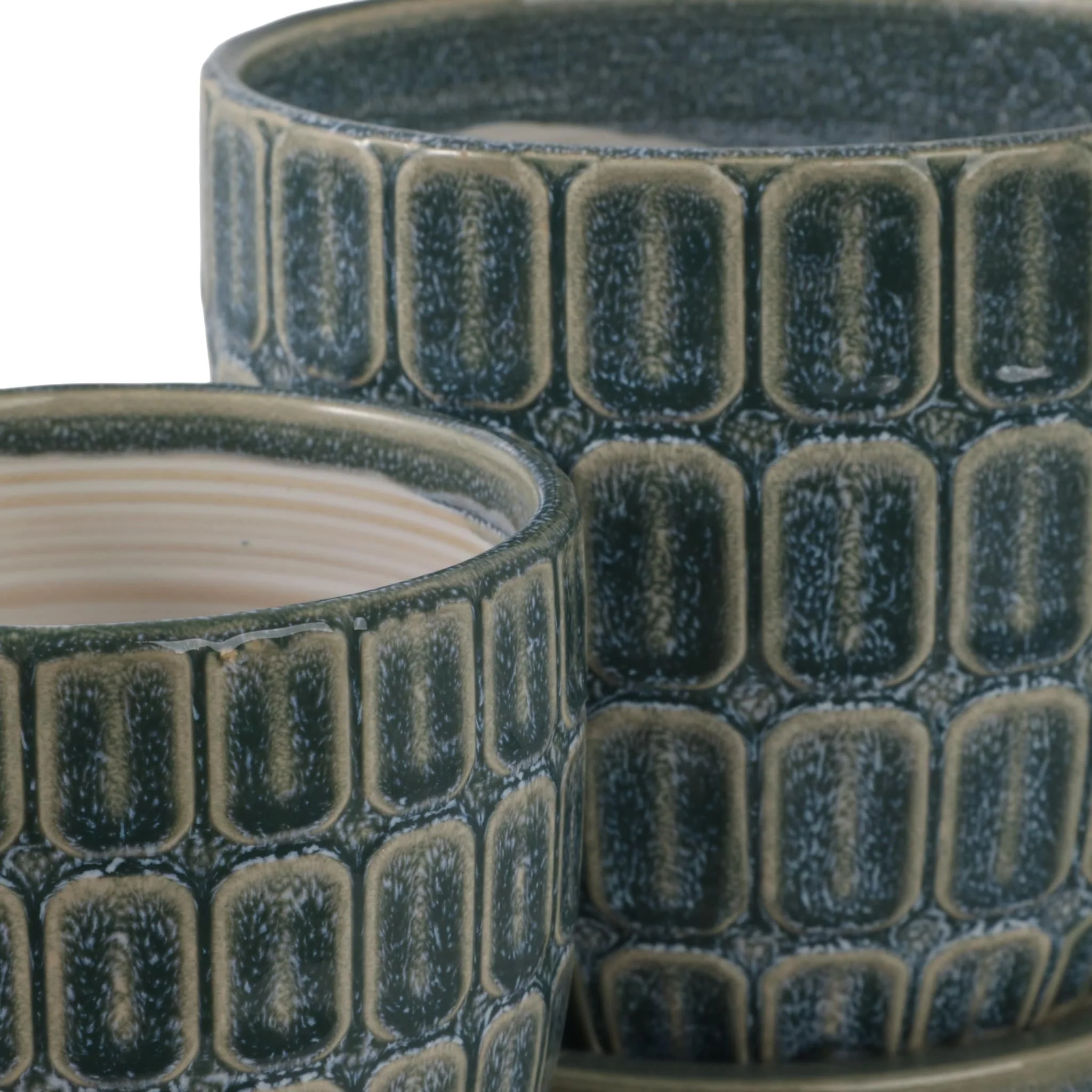 S/2 6/8" Squoval Design Saucer Planters, Blue - Image 6