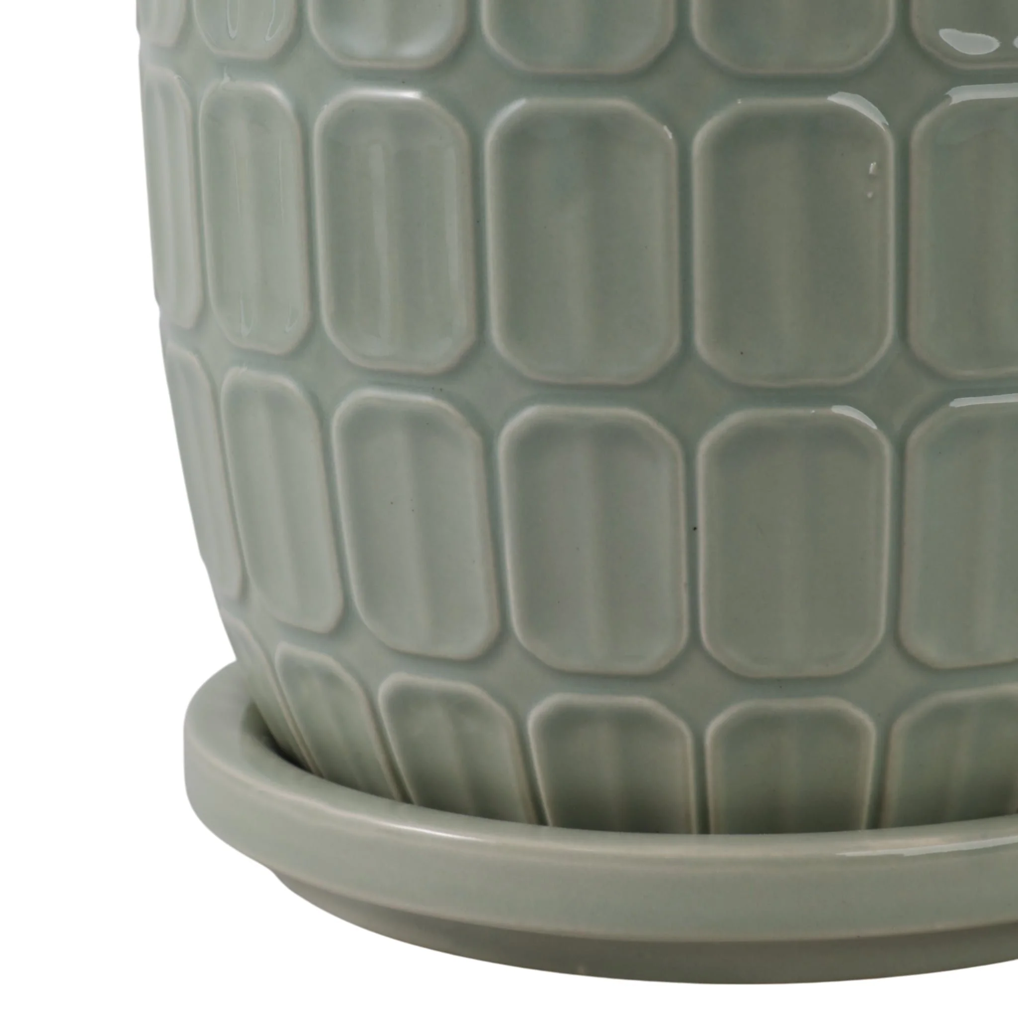 S/2 6/8" Squoval Design Saucer Planters, Sage Gree - Image 5