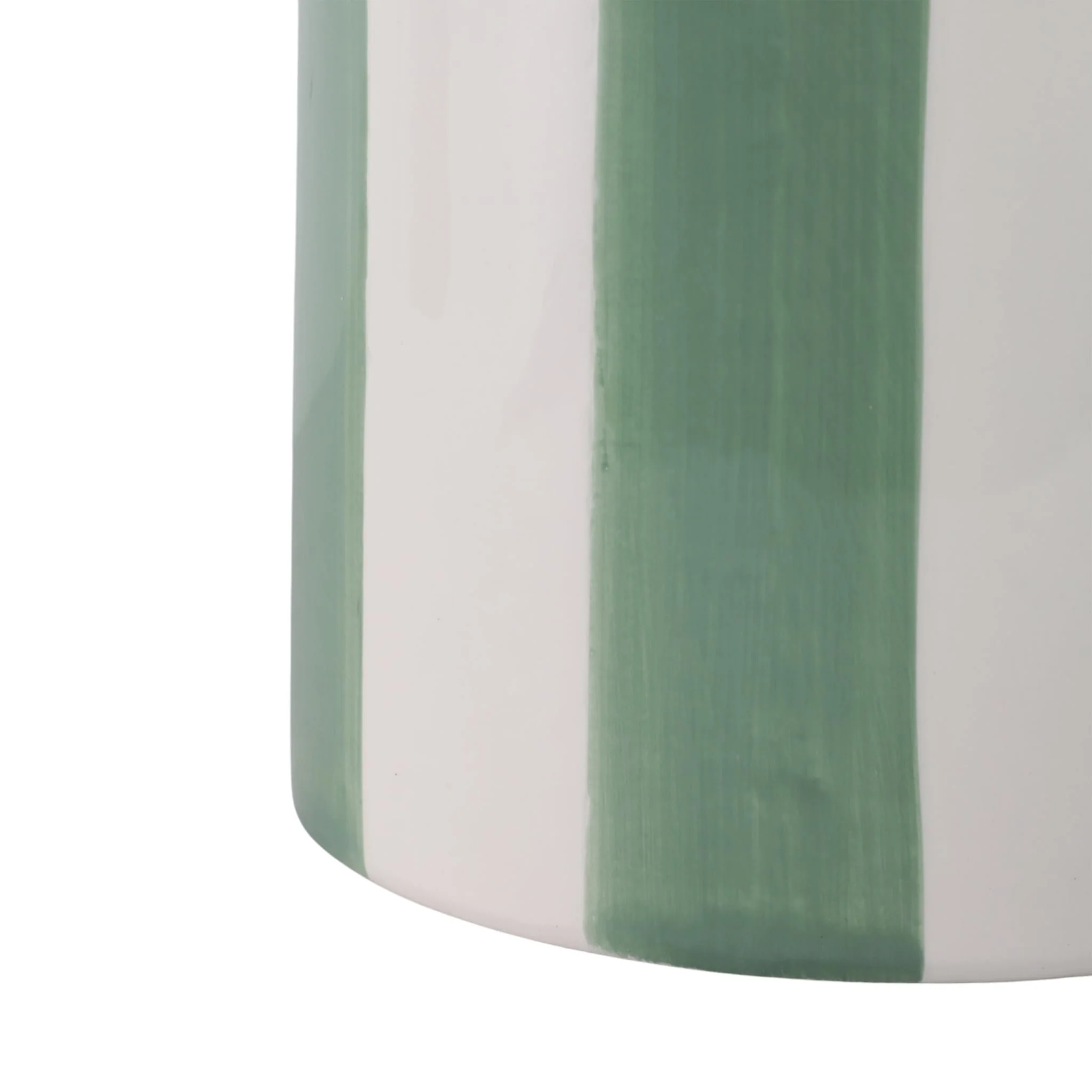 S/2 6/8" Striped Scallop Edge Planters, White/gn - Image 5