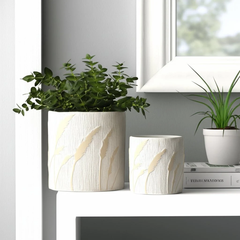 S/2 6/8" Wispy Wildflowers Planters, Ivory - Image 13