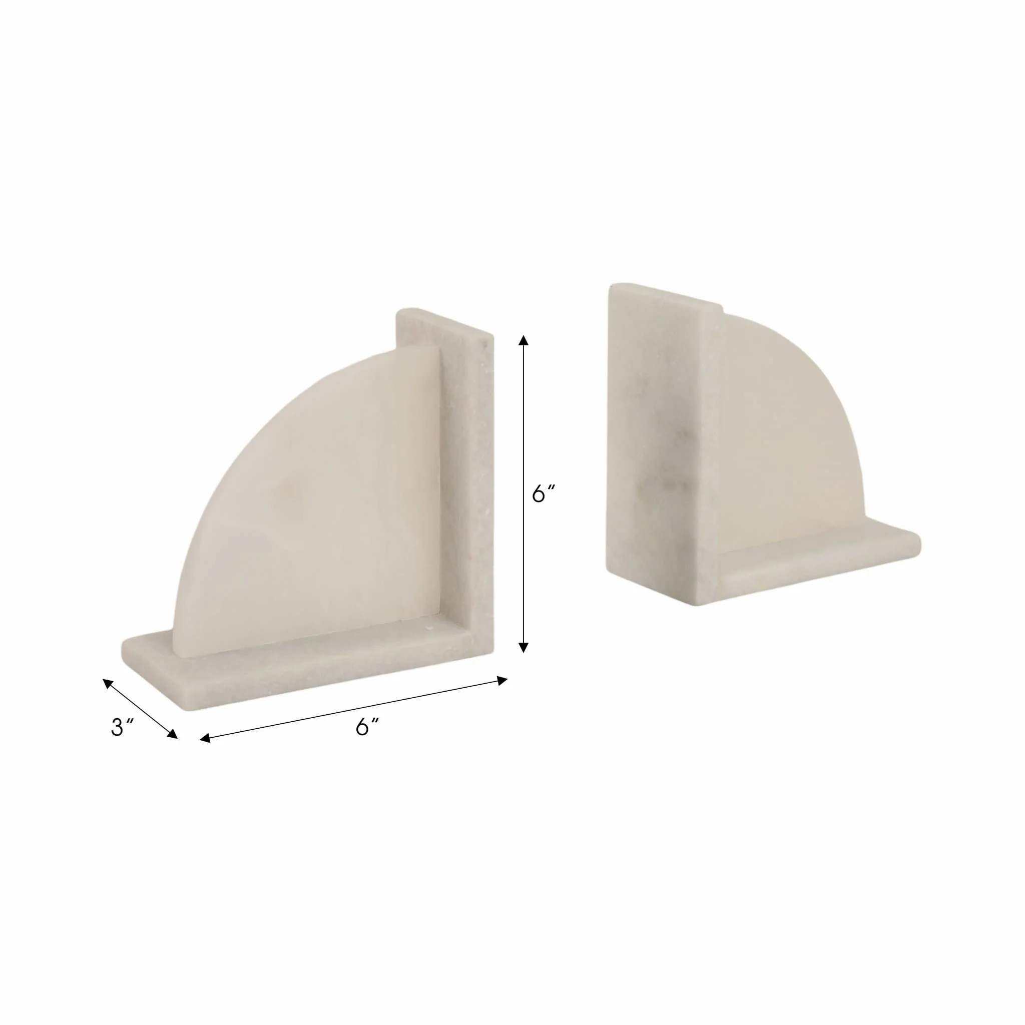 S/2 6" Alabaster Arc Bookends, White - Image 7