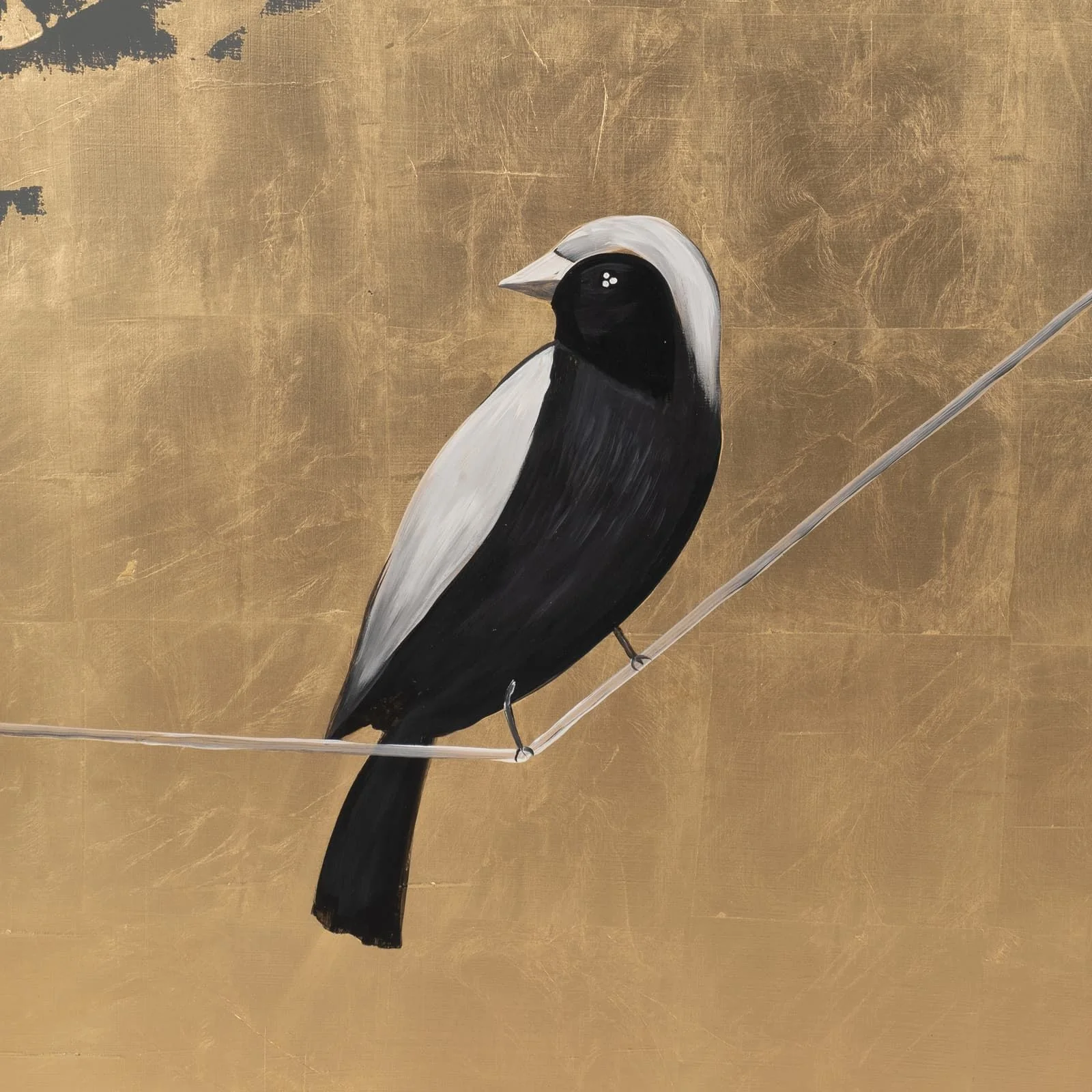 S/2 63x47 Hand Painted Birds On Wire, Gold - Image 7