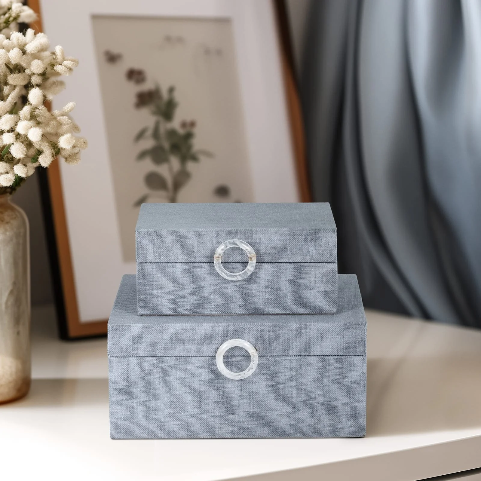 S/2 7/9" Box W/ Ring Detail, Denim Blue - Image 11