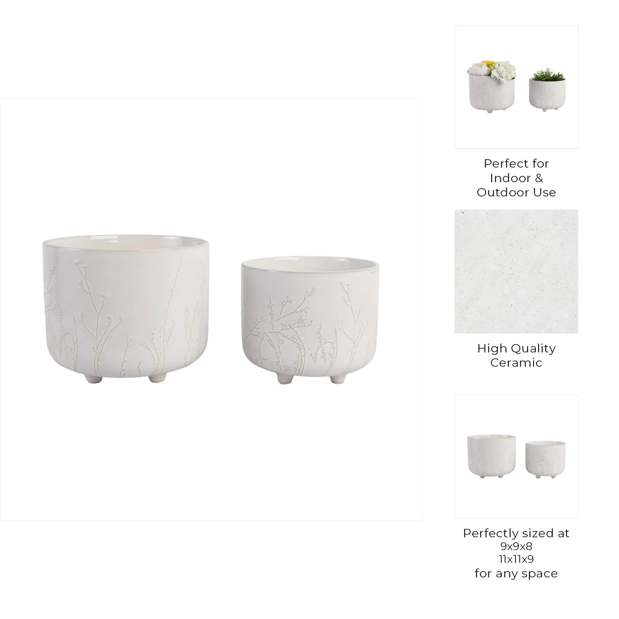 S/2 9/11" Blooming Branches Planters, Ivory - Image 8
