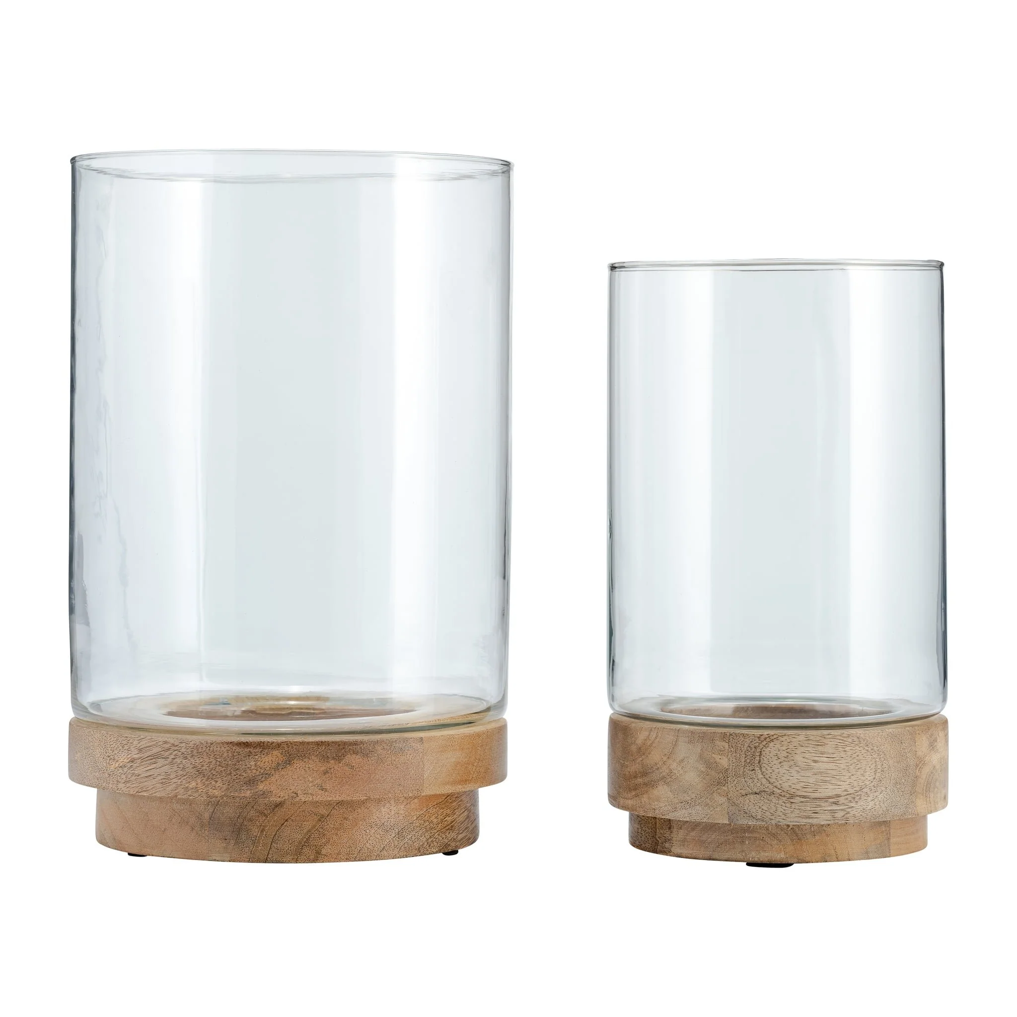 S/2, 9/11" Hurricane Candle Holder On Wood Base, N