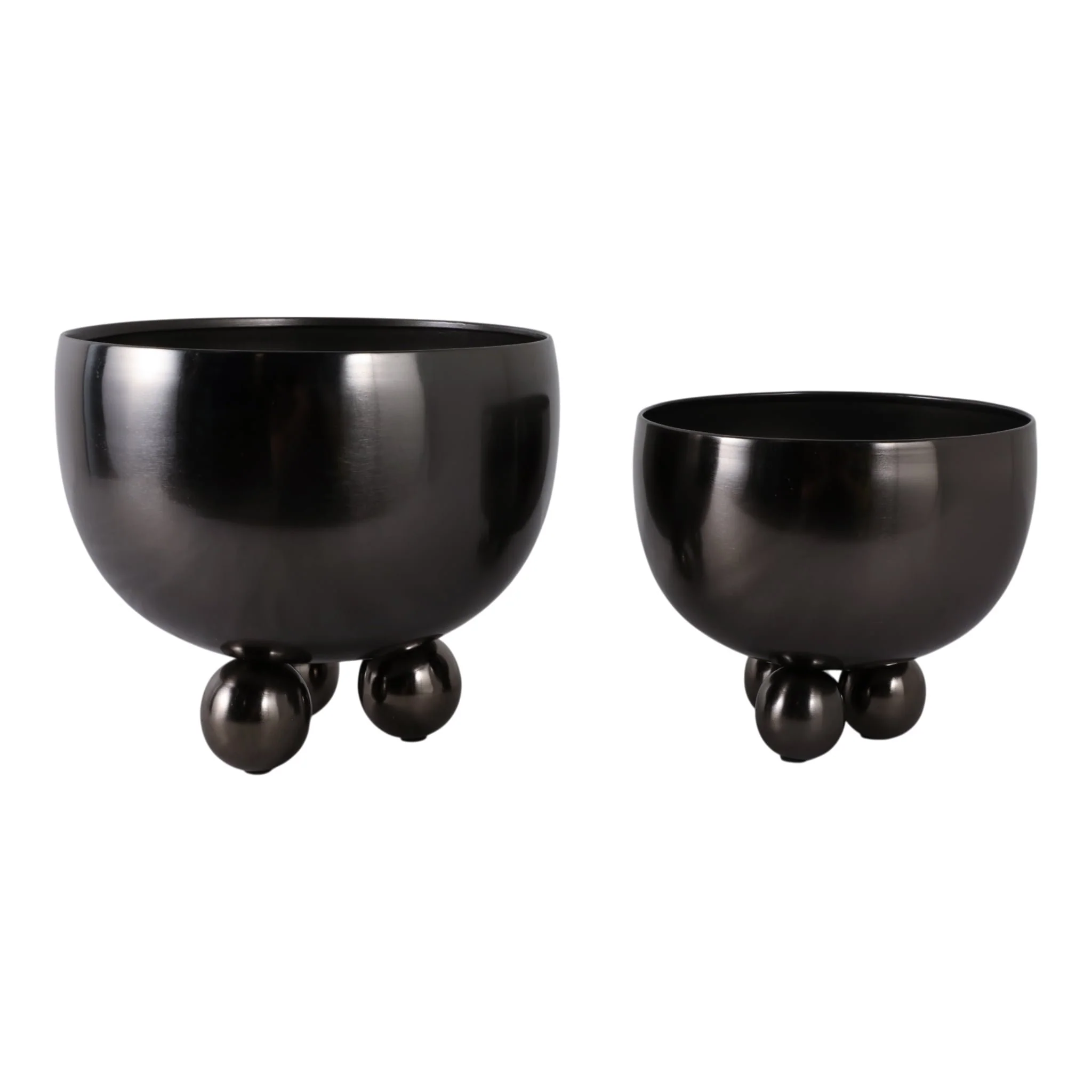 S/2 9/11" Metal Bowl Planter With Ball Feet, Gunme - Image 2