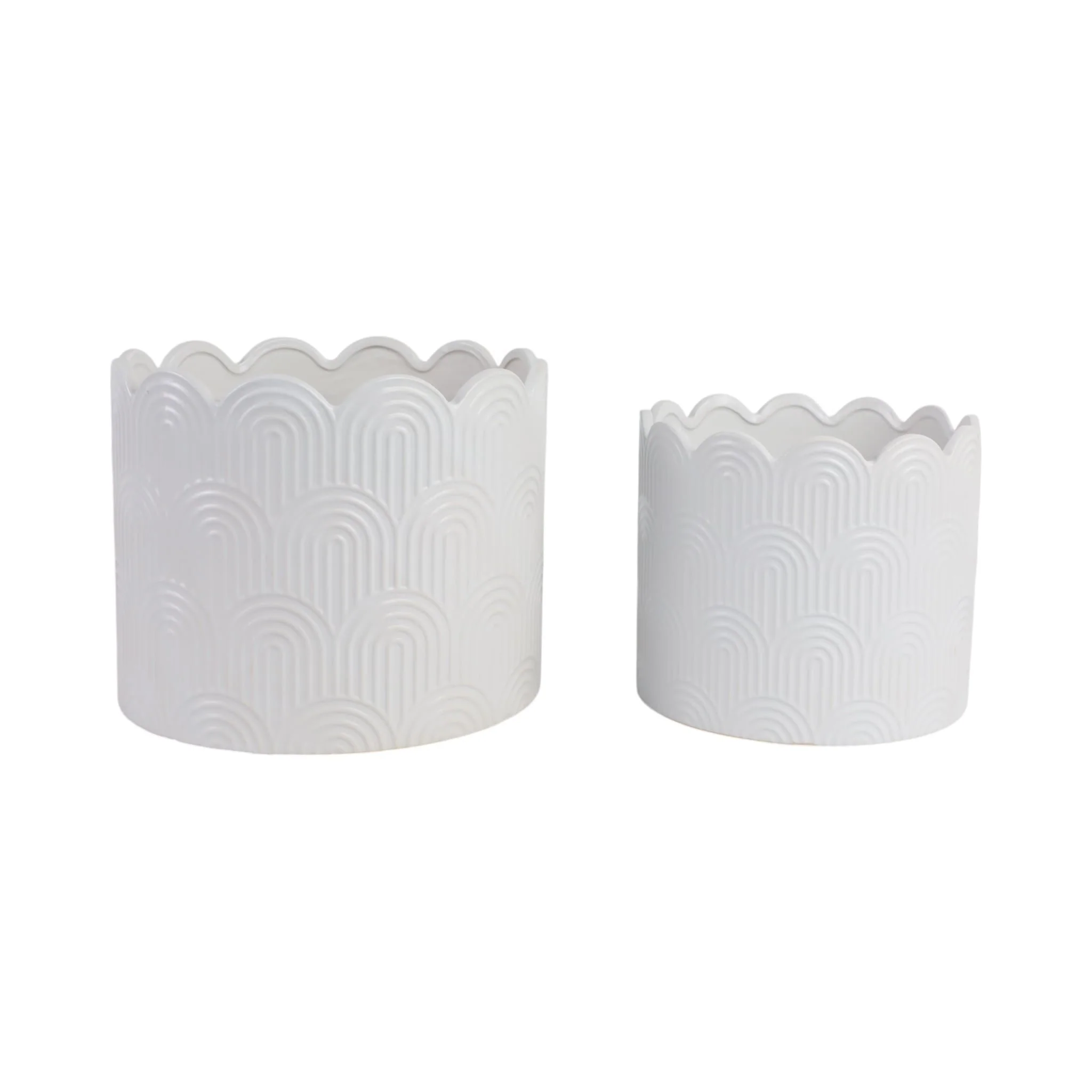 S/2 9/12" Arch Planters, White - Image 3