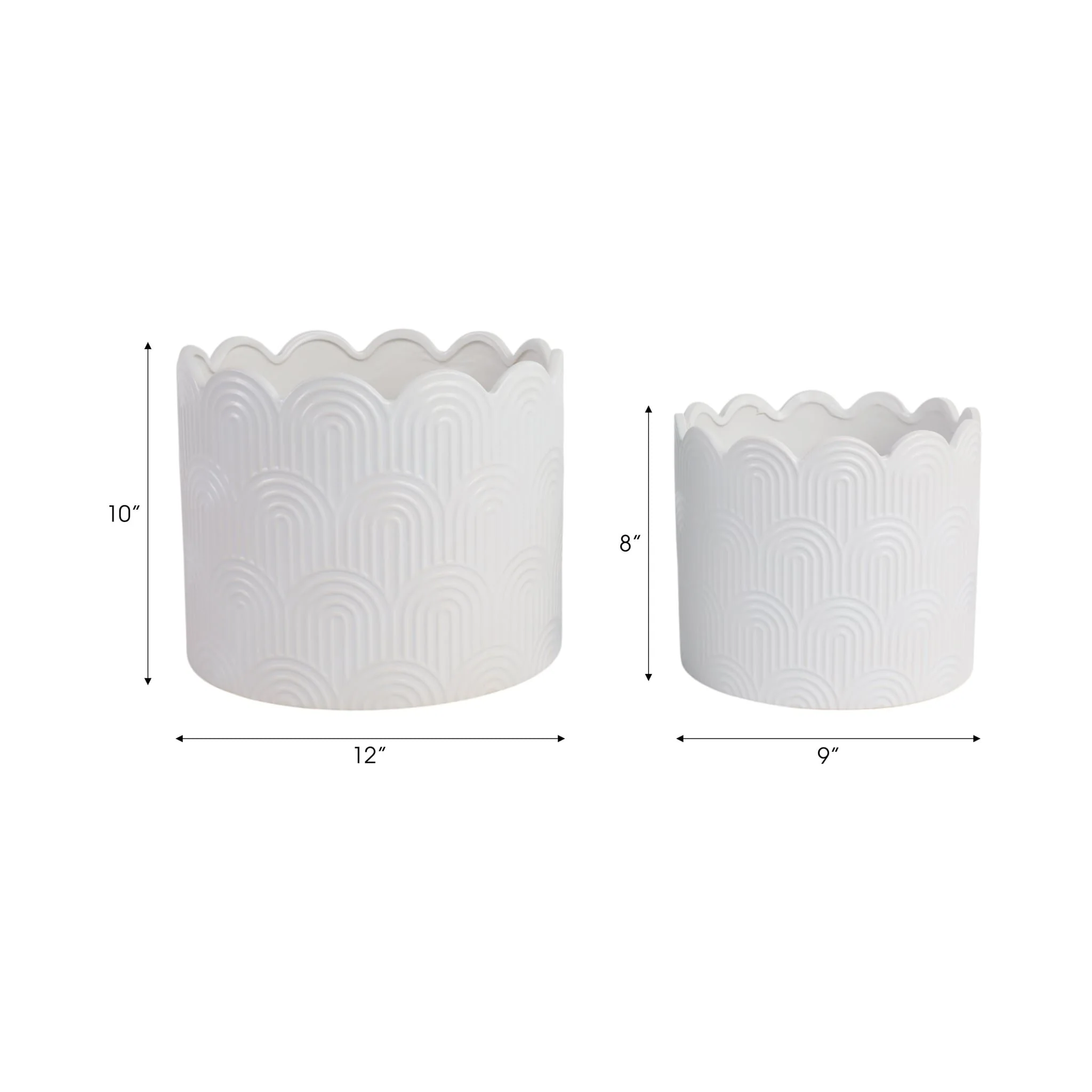S/2 9/12" Arch Planters, White - Image 7