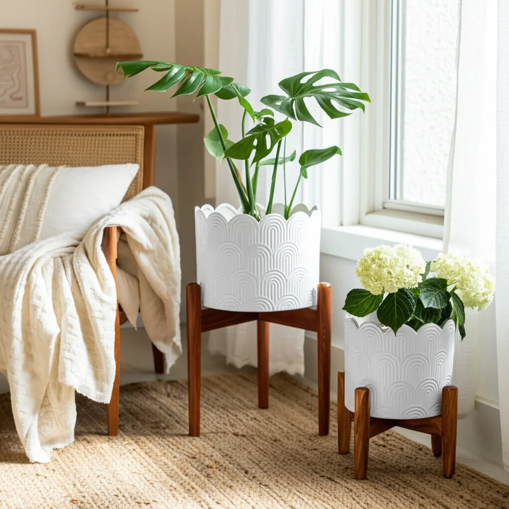 S/2 9/12" Arch Planters, White - Image 9