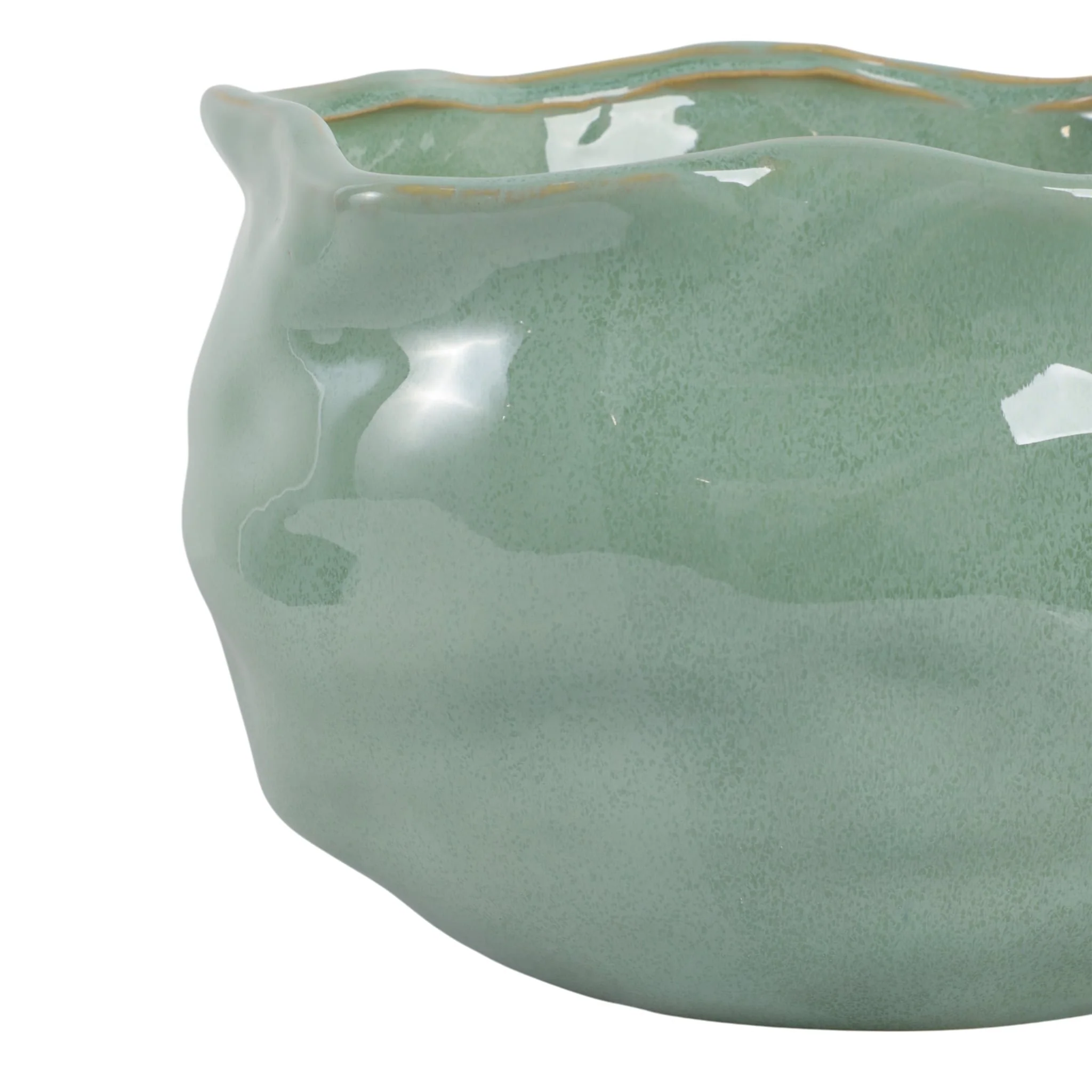 S/2 9/12" Round Wavy Edge Planters, Sage Green - Image 5