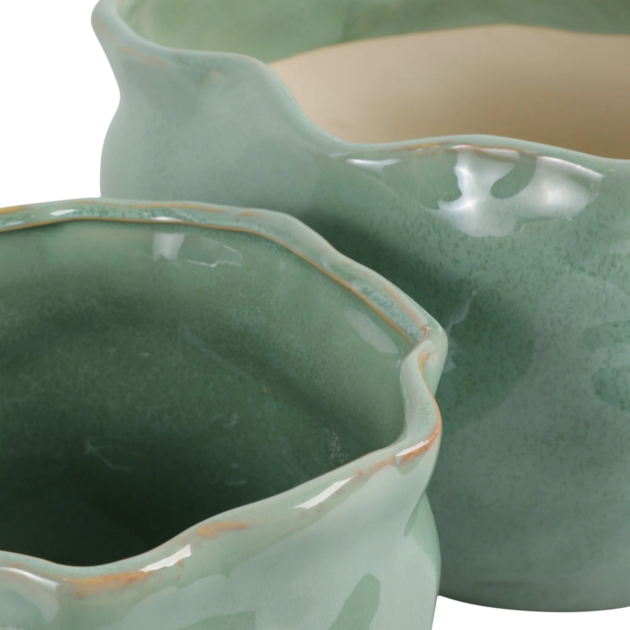 S/2 9/12" Round Wavy Edge Planters, Sage Green - Image 6