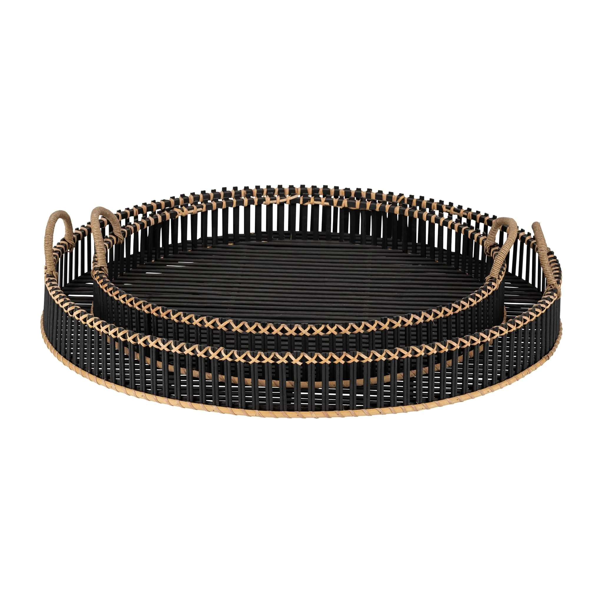 S/2 Bamboo 24/30" Round Trays, Black