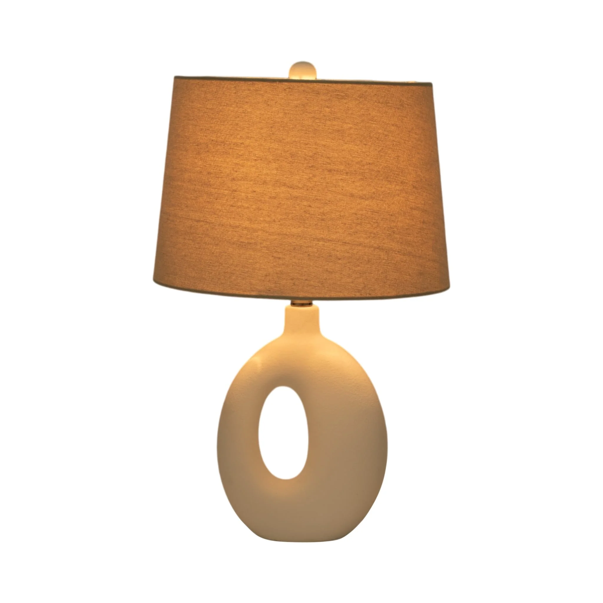 S/2 Ceramic 23" Open Cut Out Table Lamp, White/tan - Image 2