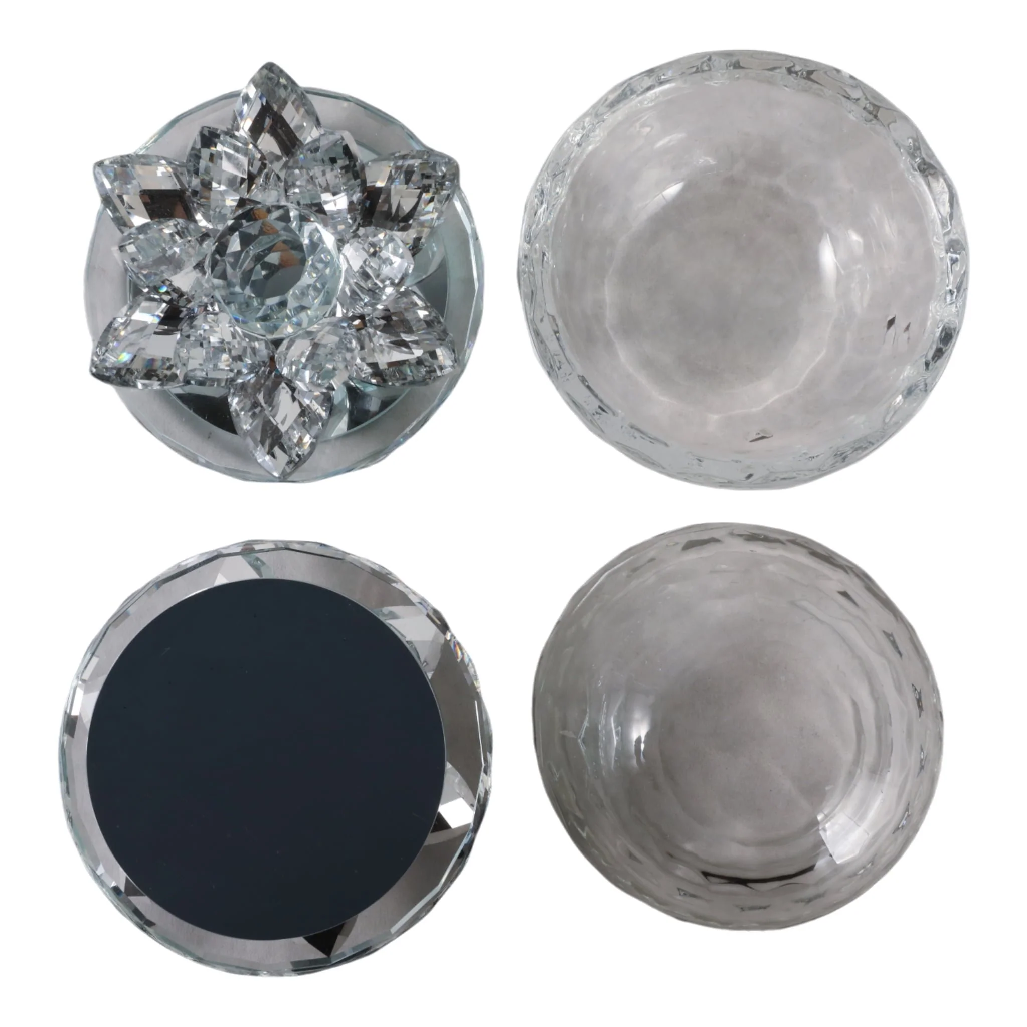 S/2 Glass Trinket Box Clear W/silver Lotus Top - Image 7