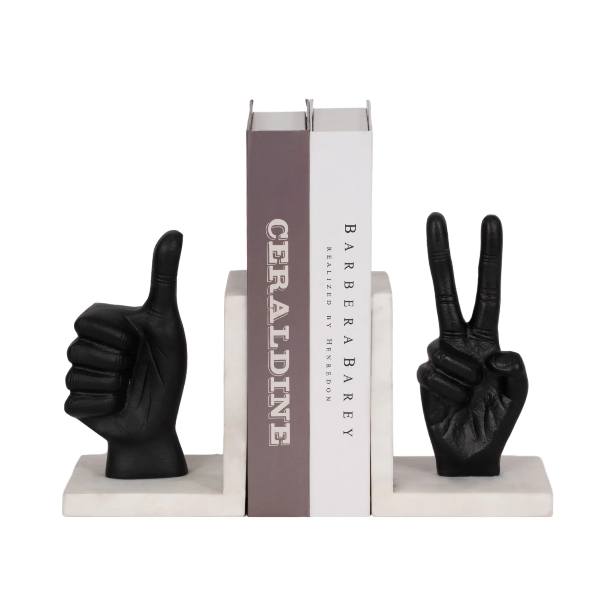 S/2 Hand Sign Bookends, Black - Image 2
