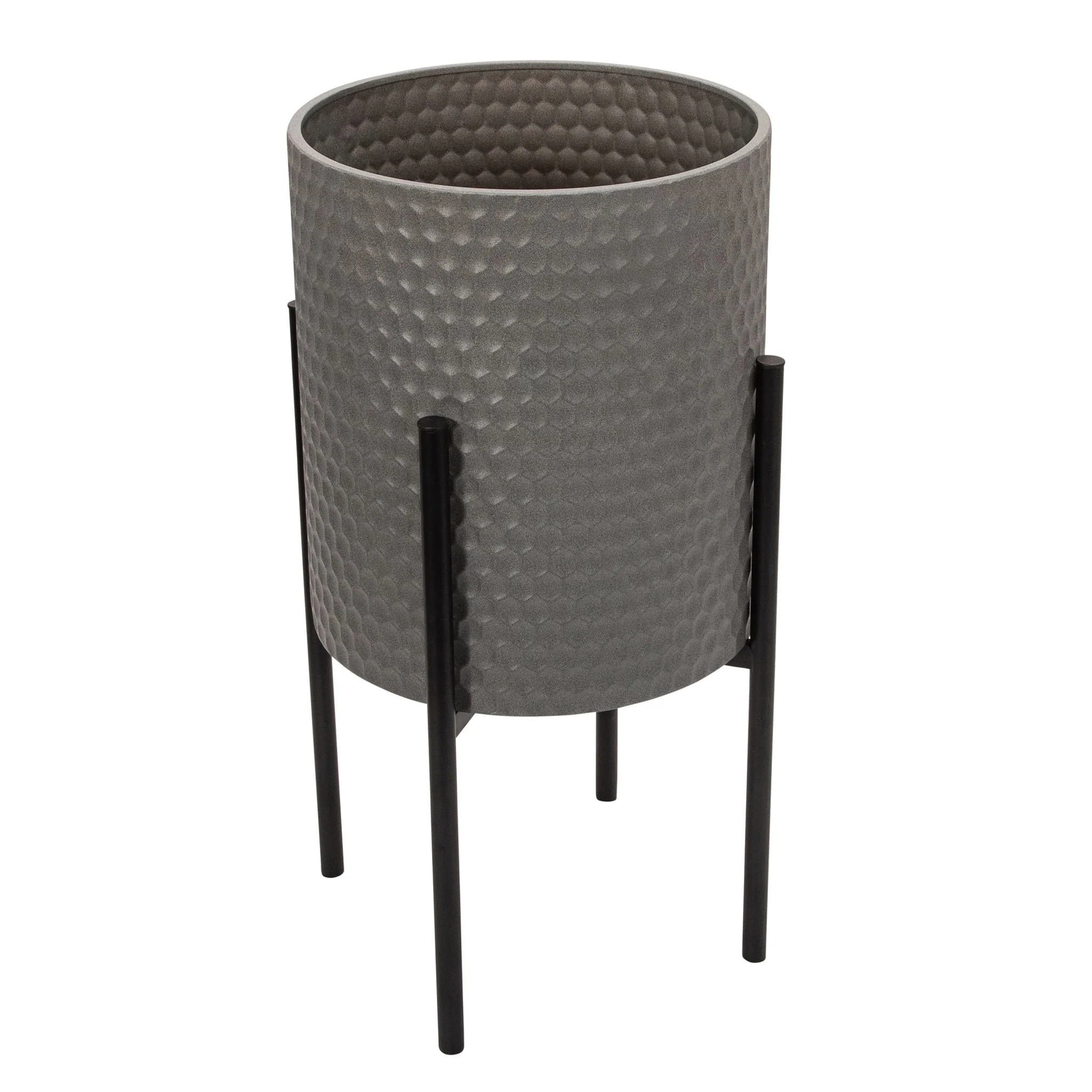 S/2 Honeycomb Planter On Metalstand, Gray/blk - Image 4