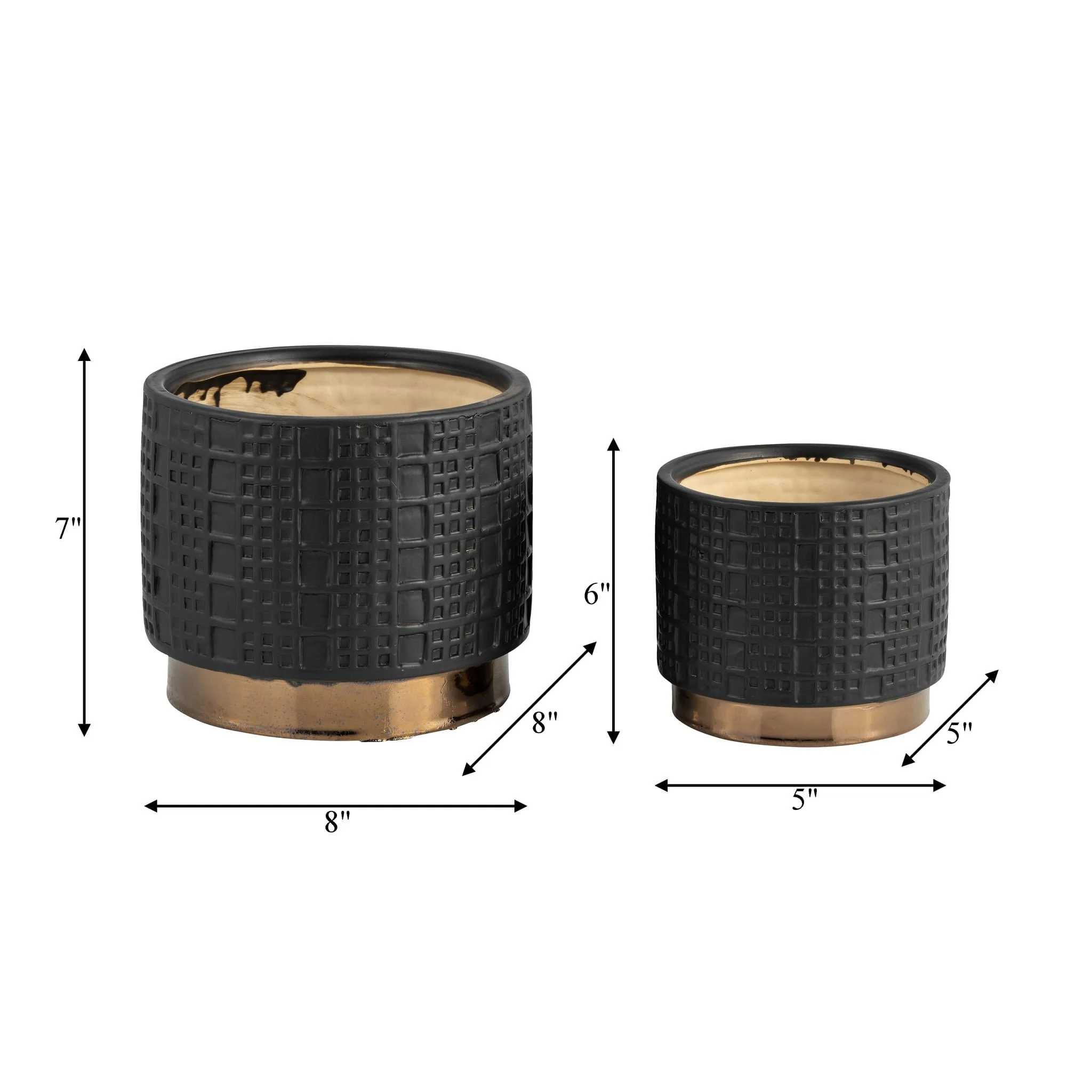S/2 Mesh Metallic Planters 6/8", Black - Image 3