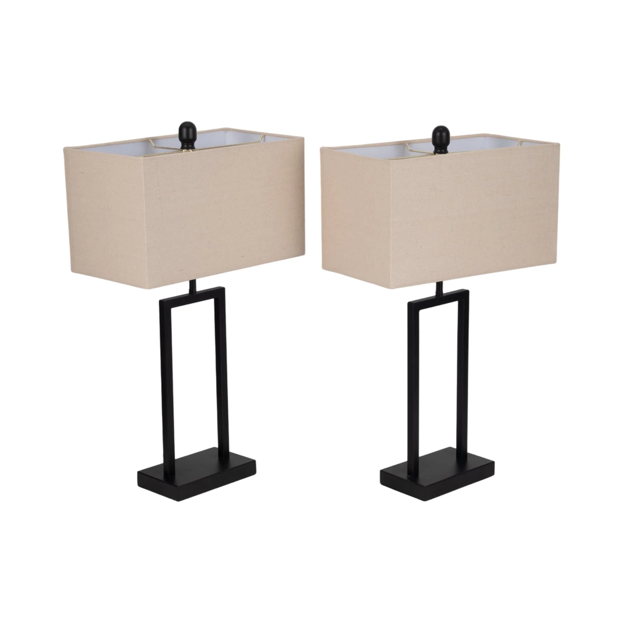 S/2 Metal 25" Table Lamp, Black - Image 3