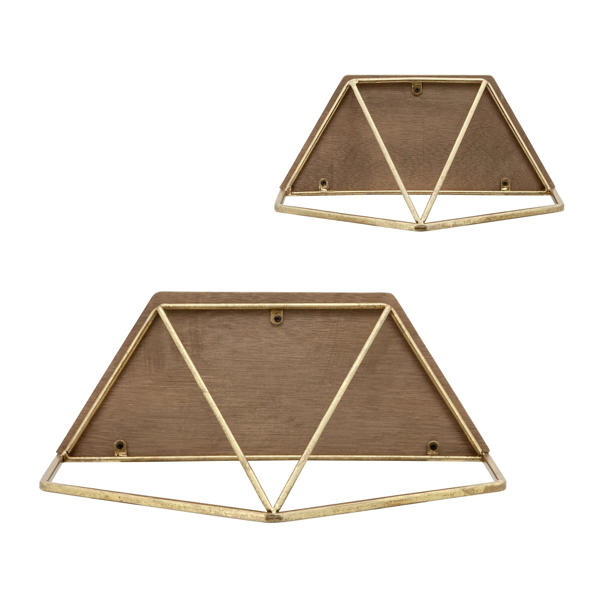 S/2 Metal / Wood Hexagon Wall Shelves, Gold/wht - Image 5