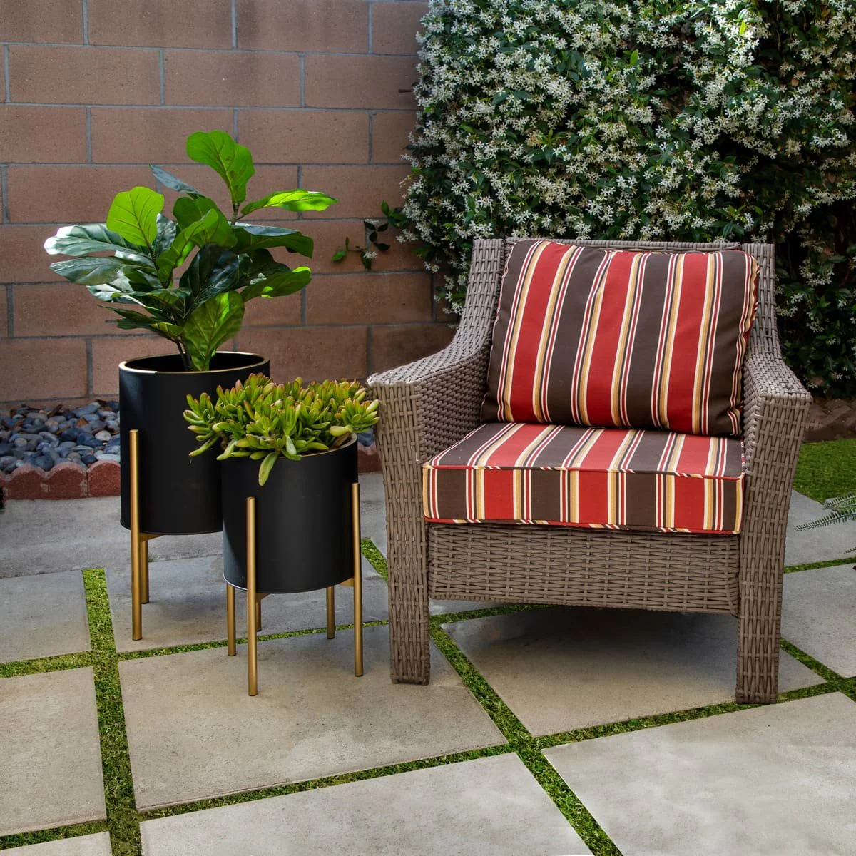 S/2 Planter On Metal Stand, Black/gld - Image 9