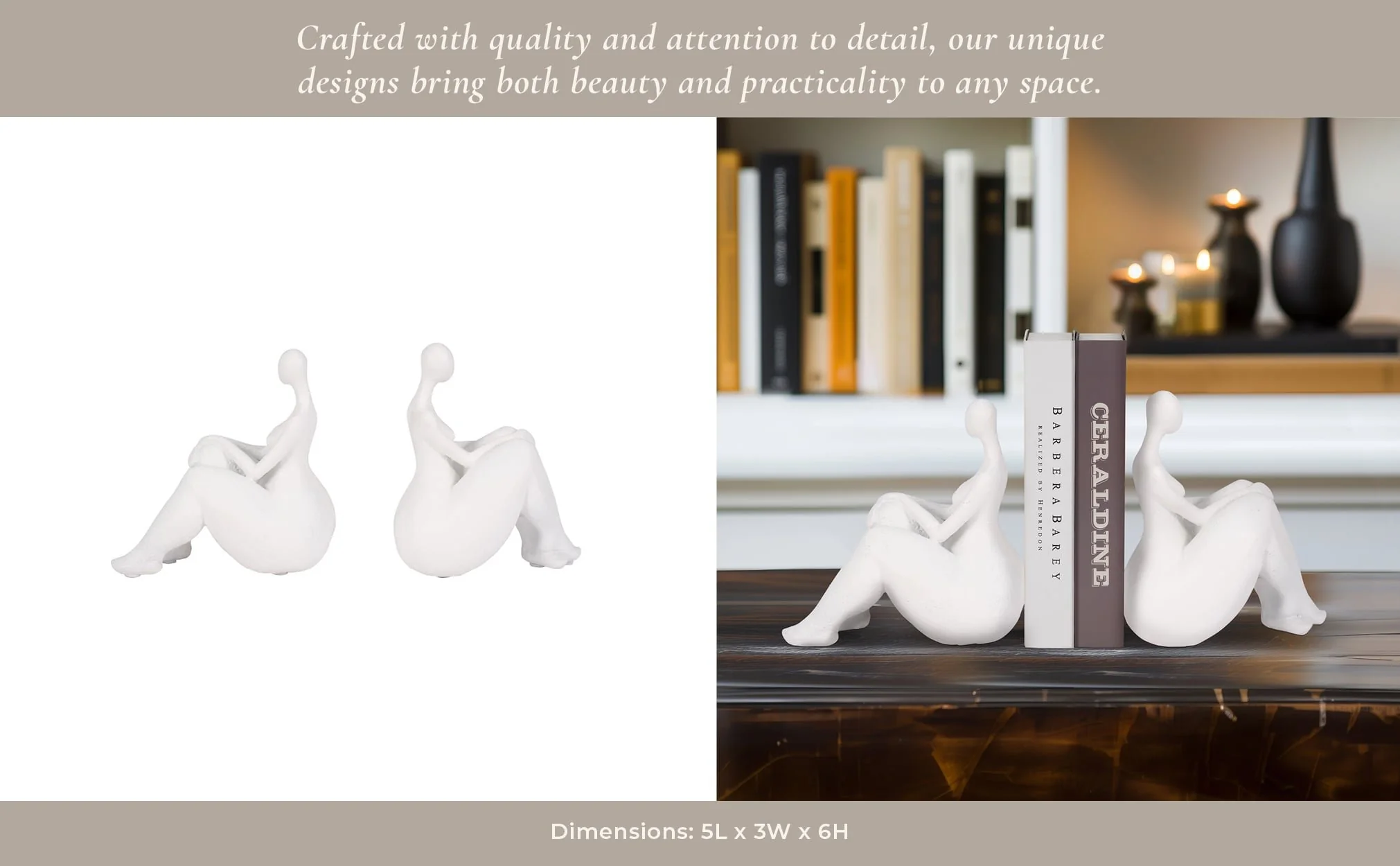 S/2 Sitting Ladies Bookends, White - Image 10