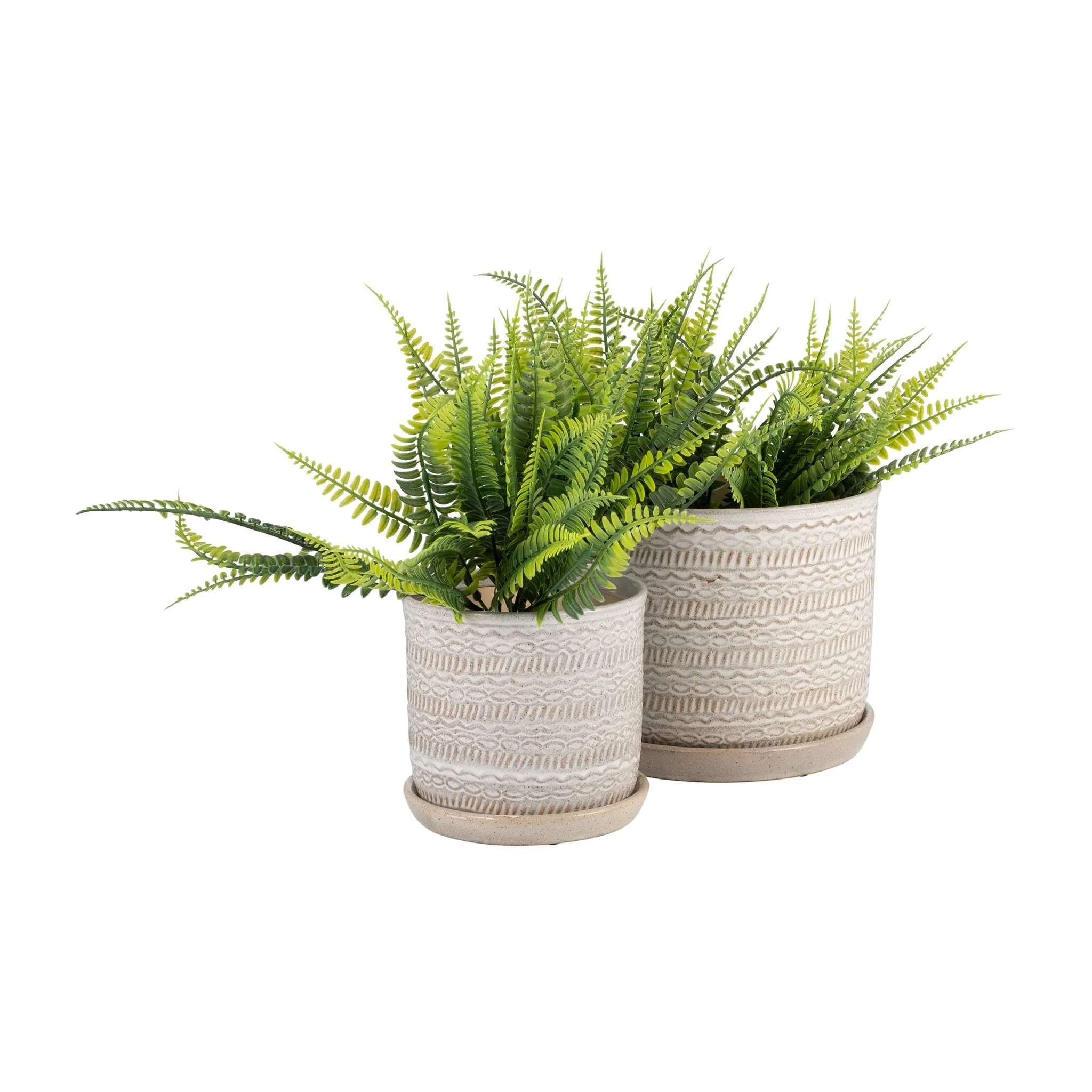 S/2 Tribal Planter 6/8" W/ Saucer, Beige - Image 3