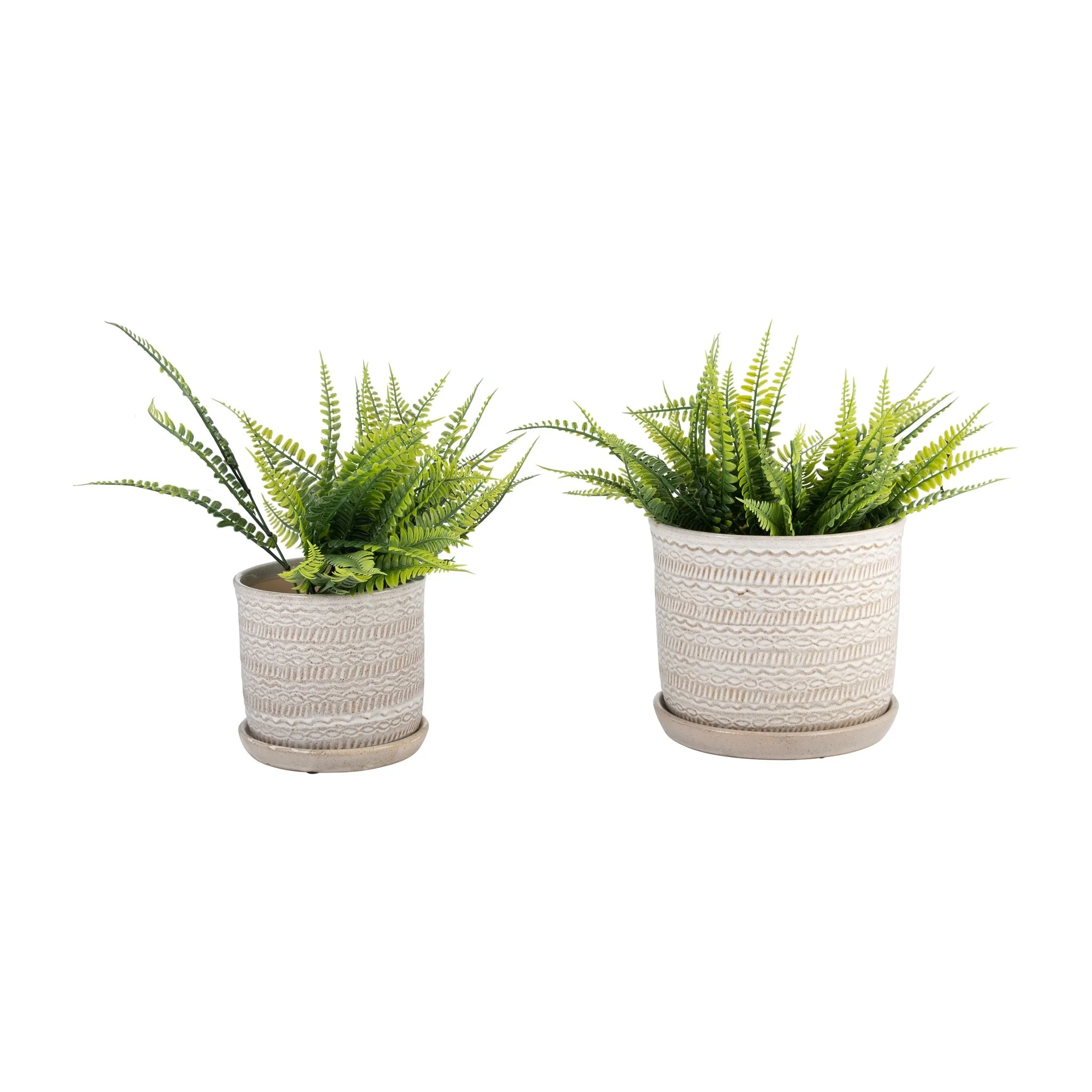 S/2 Tribal Planter 6/8" W/ Saucer, Beige - Image 4