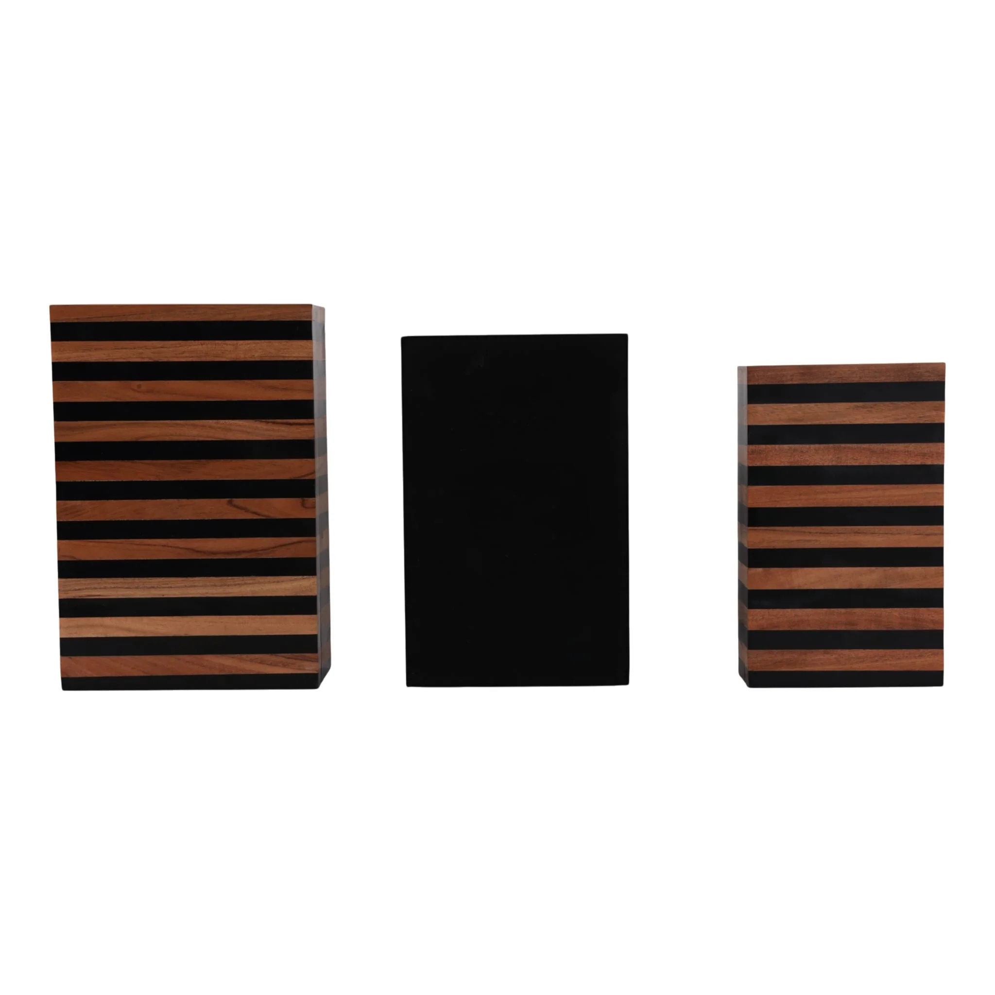 S/3 10/11/12" Striped Boxes, Natural/black - Image 7