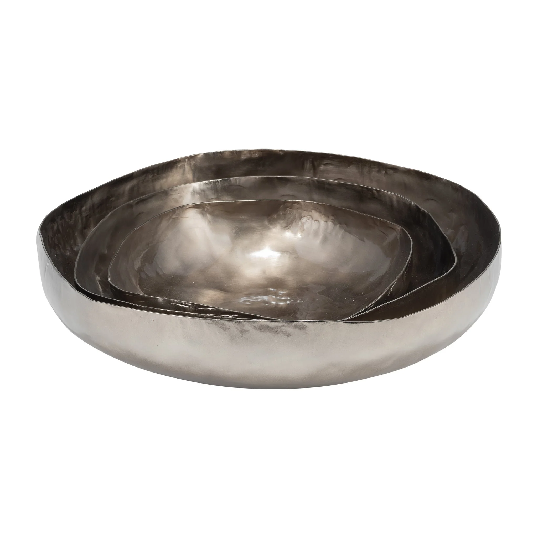S/3 11/14/17"d Metal, Organic Shaped Bowls, Bronze - Image 3