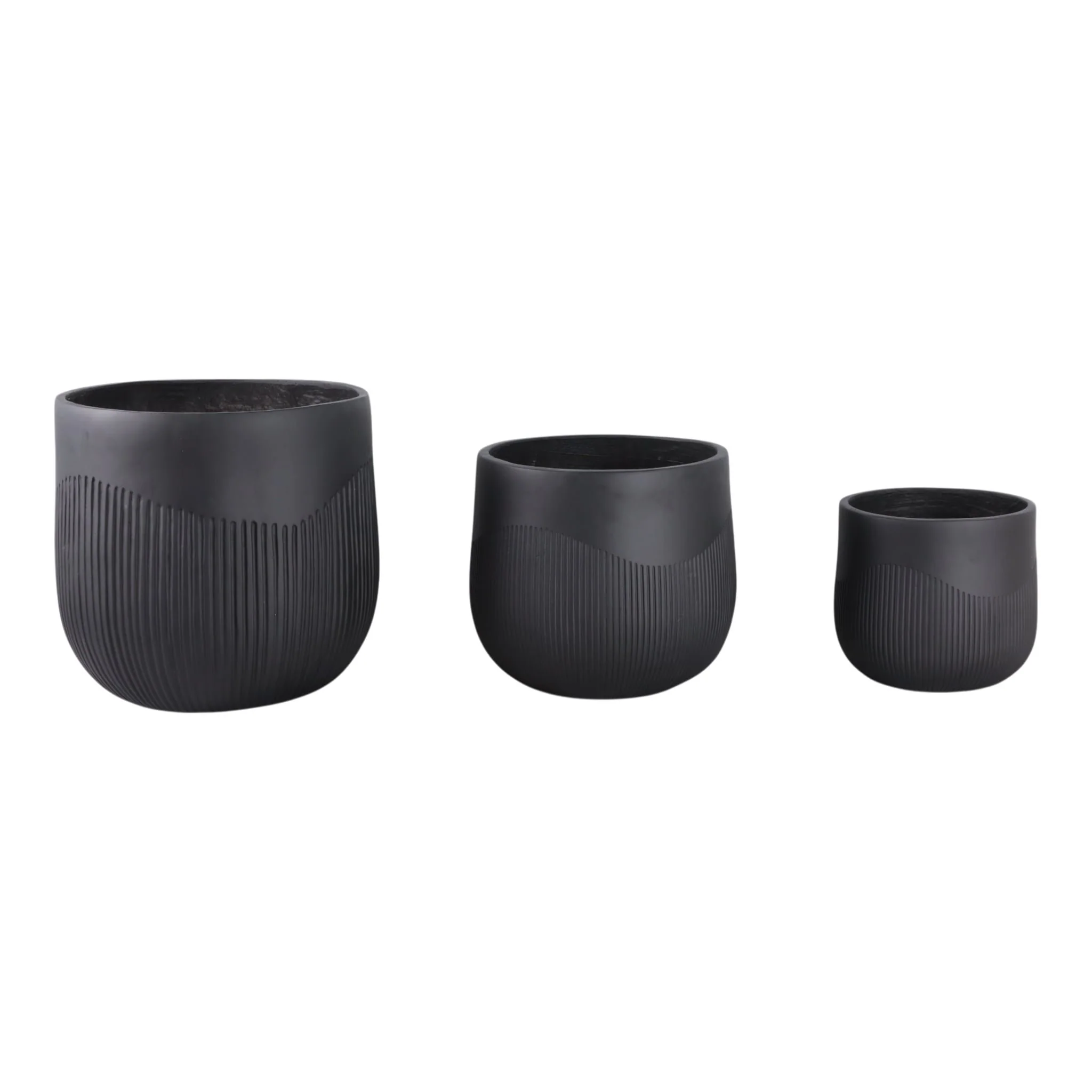 S/3 11/14/18" Resin Planters With Wavy Ribbing, Bl - Image 2