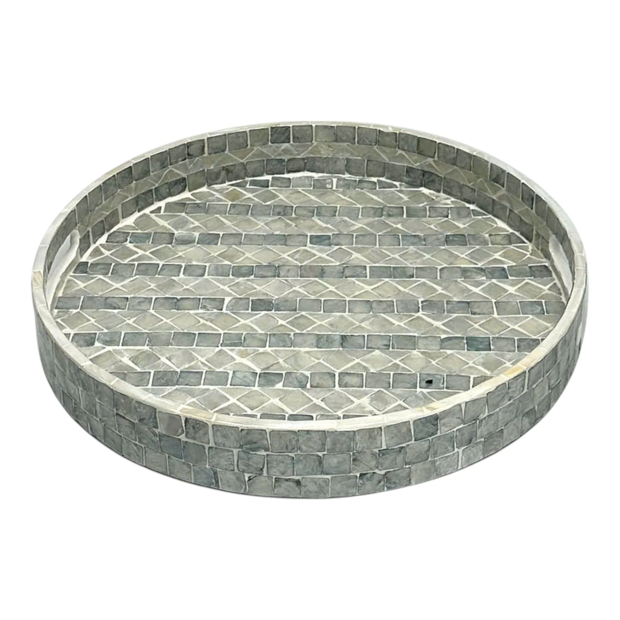 S/3 12/14/16" Capiz Trays, Blue - Image 3