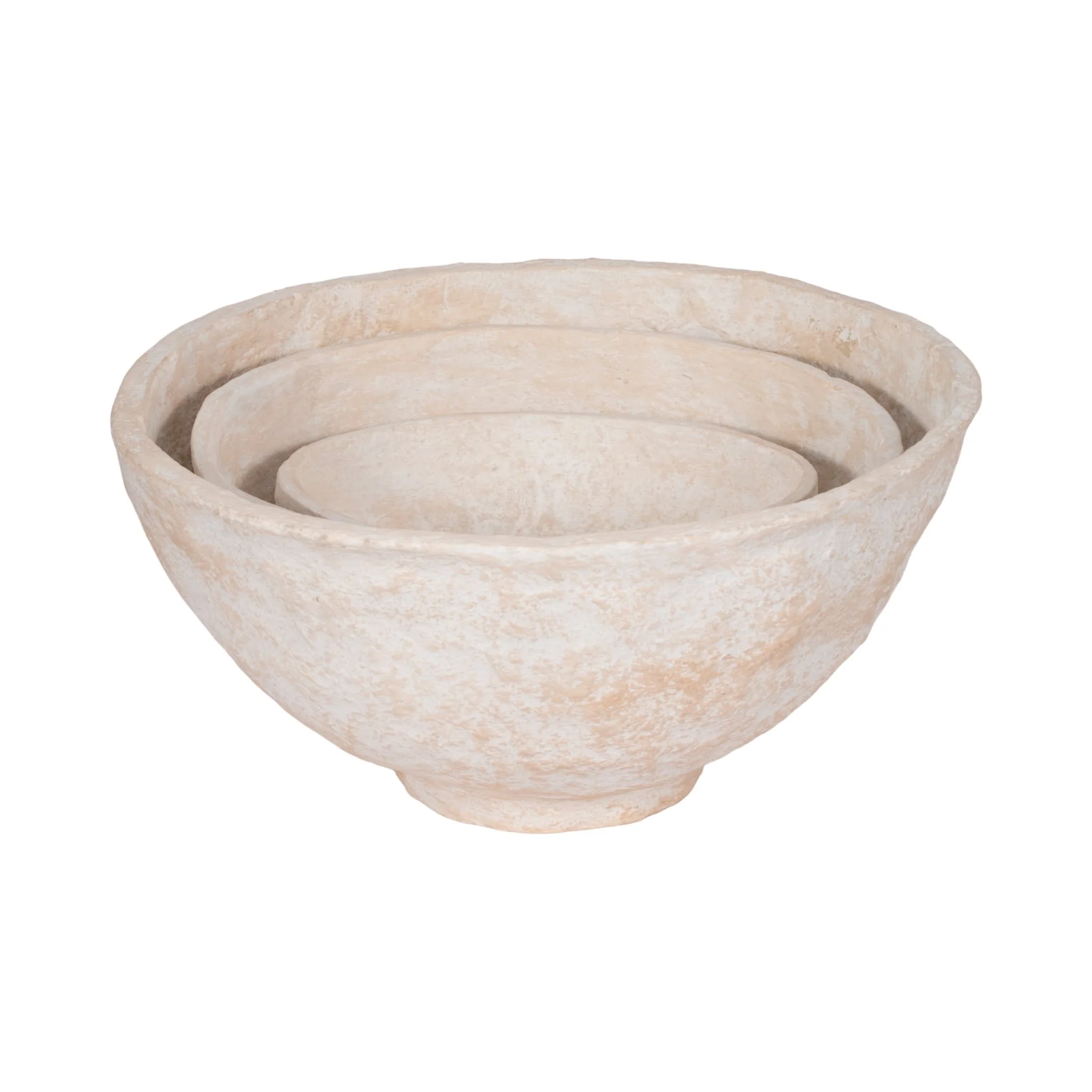 S/3 14/18/22" Paper Mache Bowls, White - Image 4