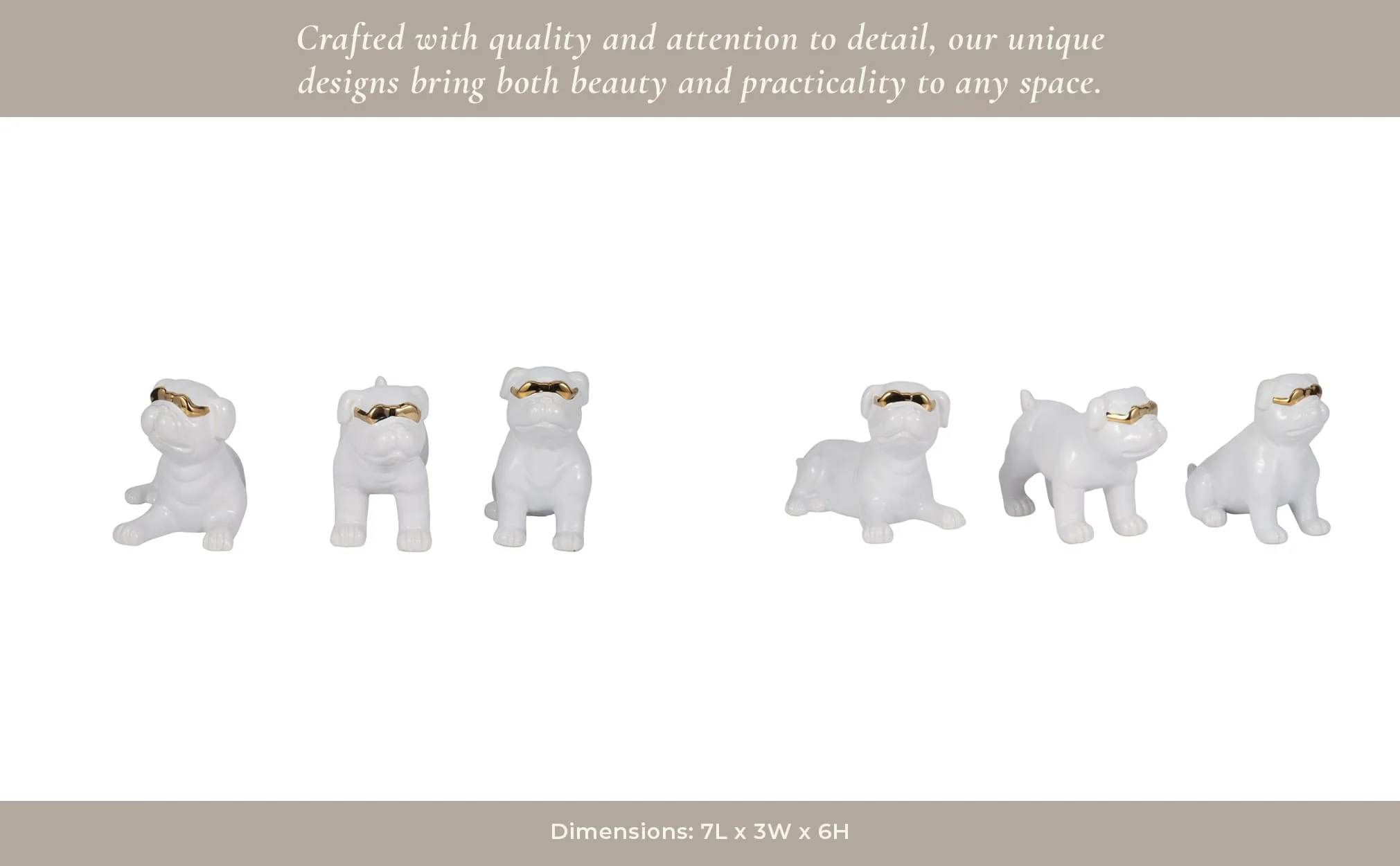 S/3 7" Pugs With Sunglasses, White - Image 11