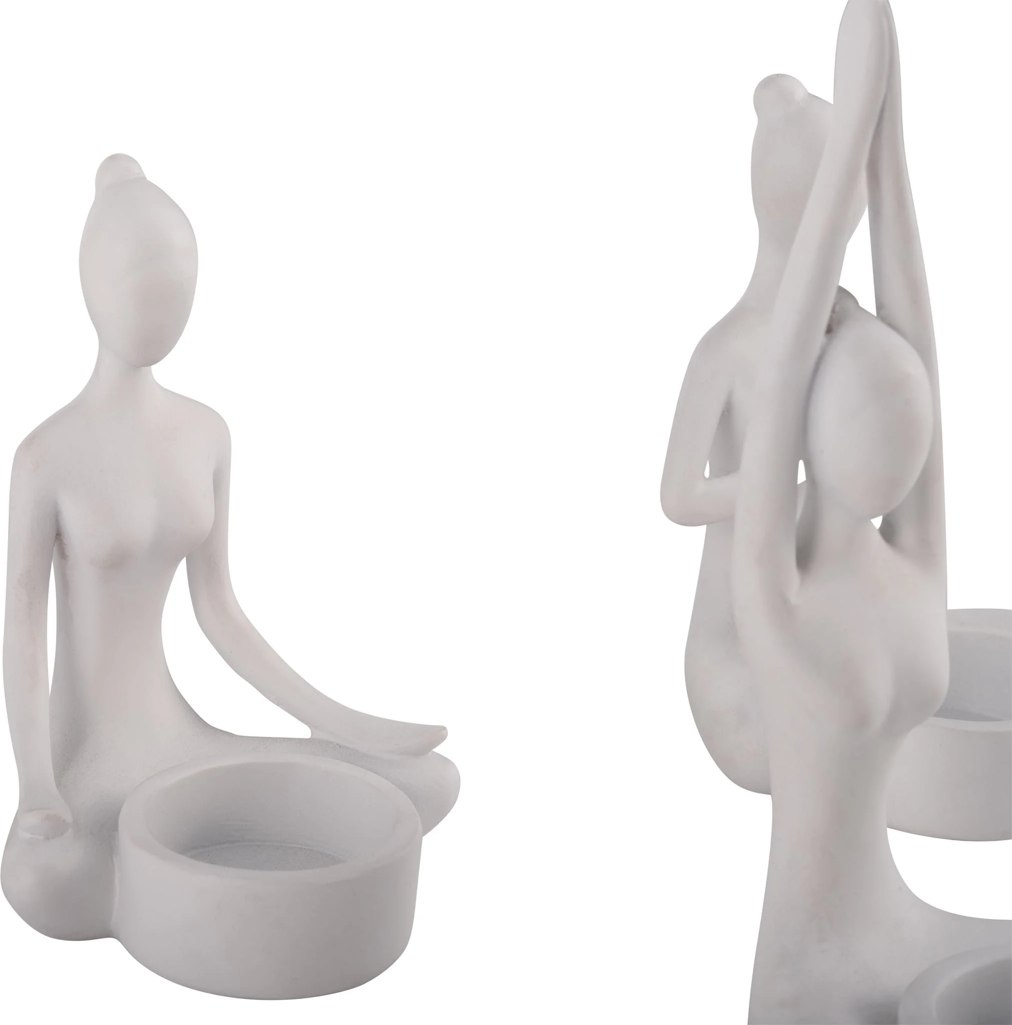S/3, 7"h Resin Yoga Women Tealight Holder, Wt - Image 6